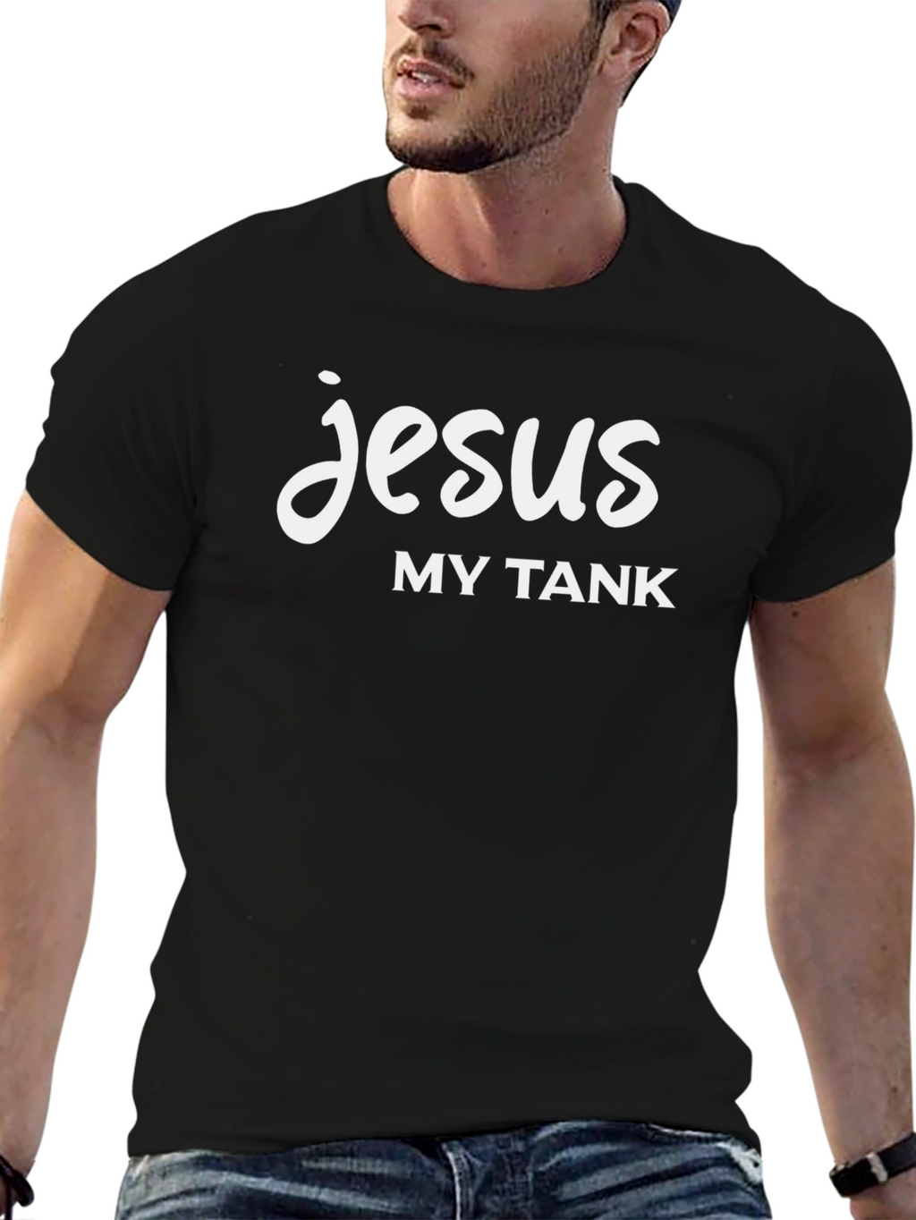 Jesus is My Tank Black Graphic Tee