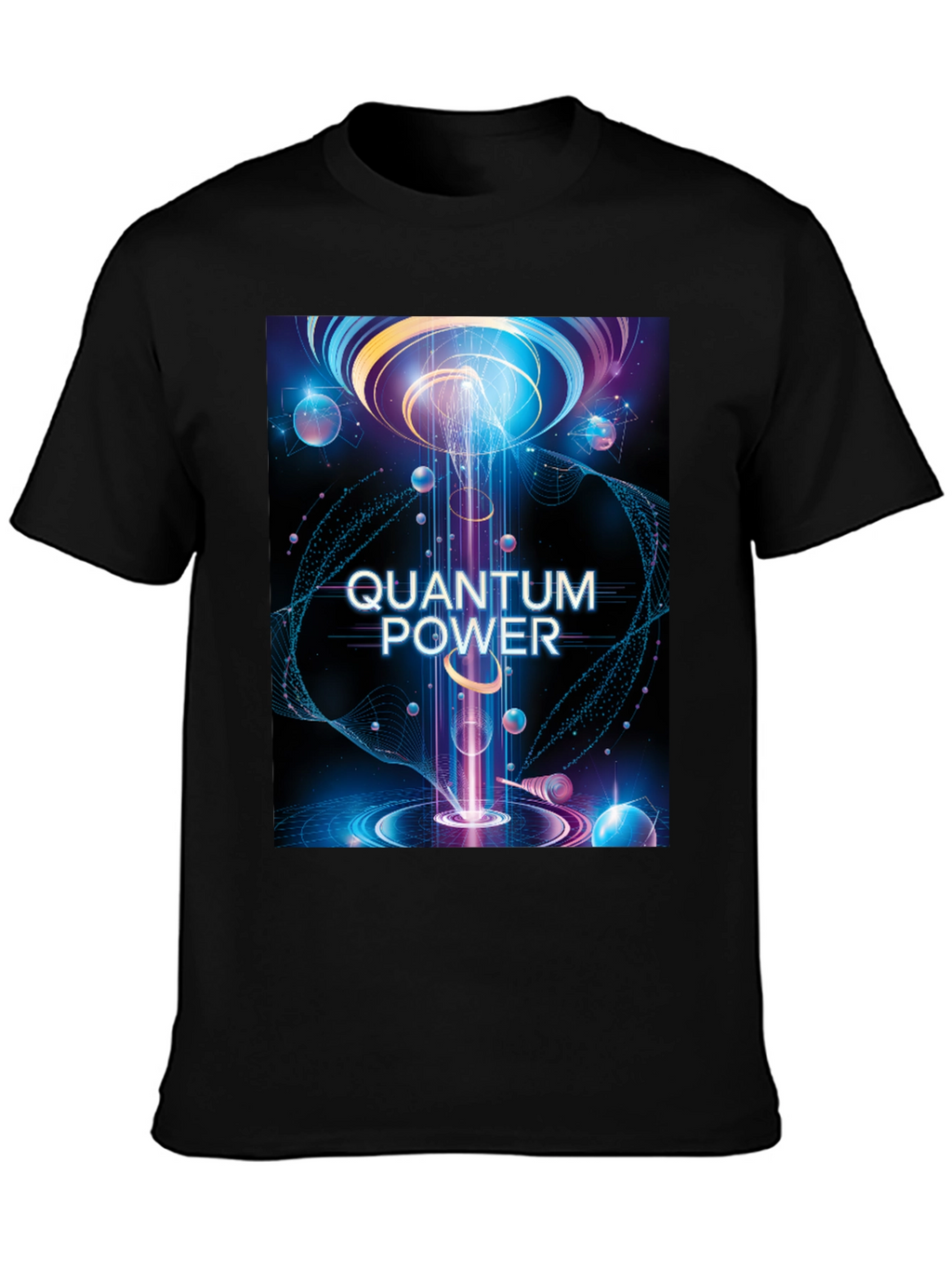Quantum Power Graphic Tee - Black Cotton T-Shirt