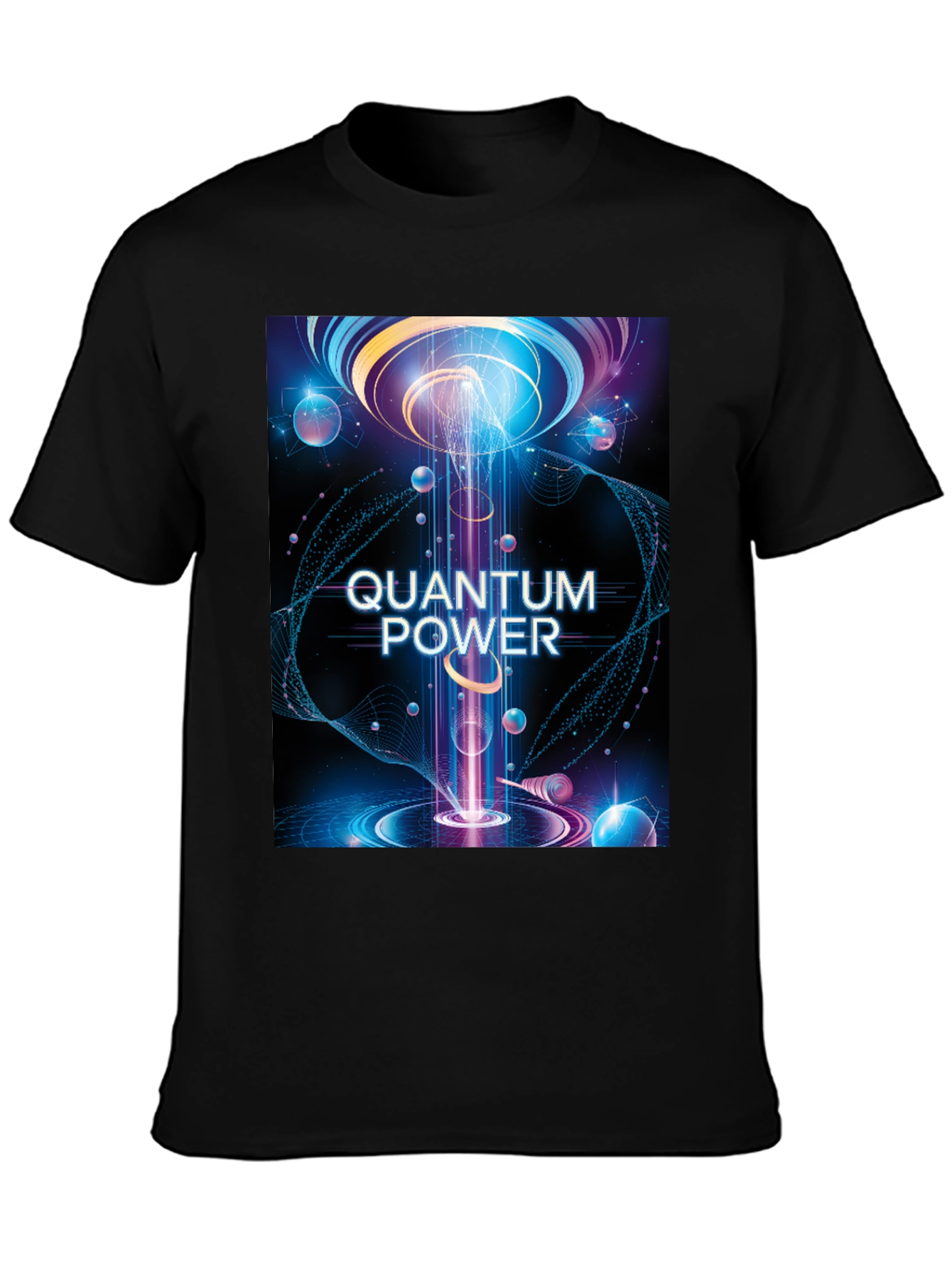 Quantum Power Graphic Tee - Black Cotton T-Shirt