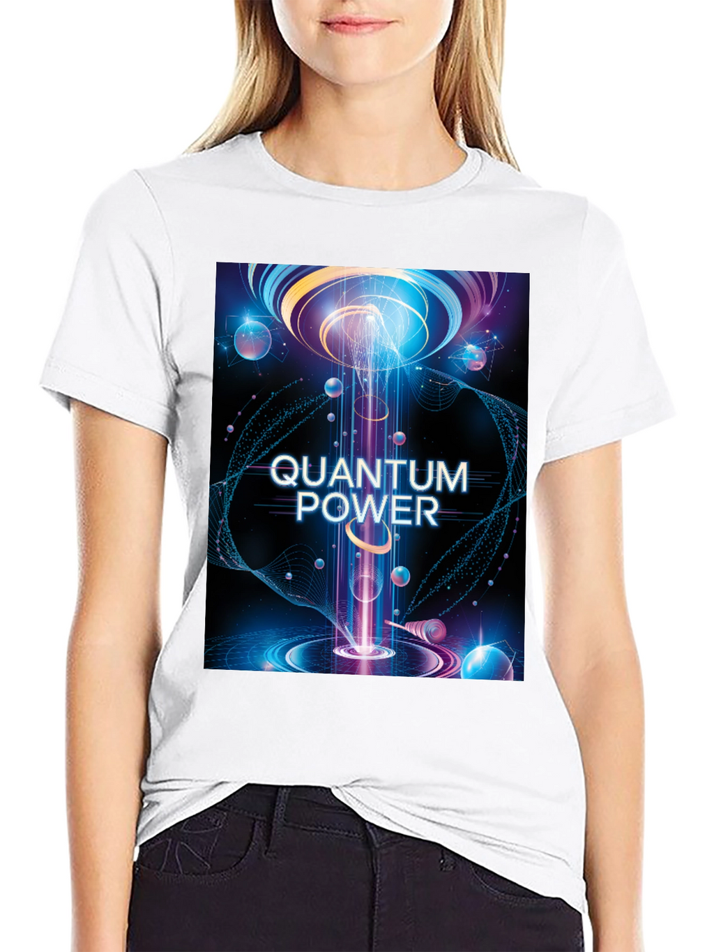 Quantum Power Graphic Tee - Black Cotton T-Shirt