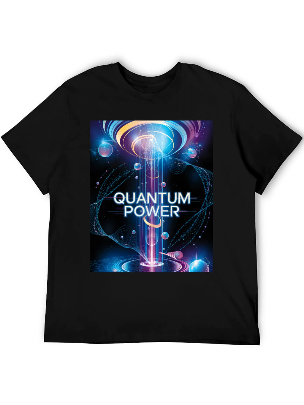 Quantum Power Graphic Tee - Black Cotton T-Shirt