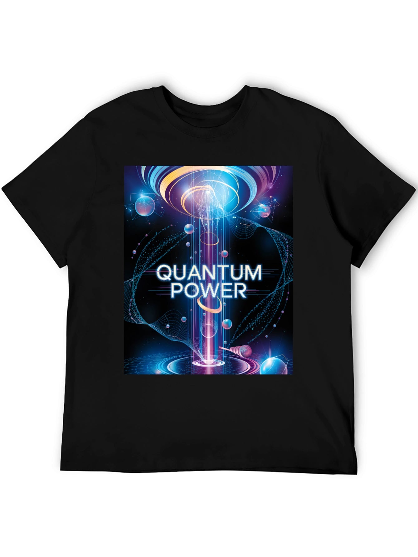 Quantum Power Graphic Tee - Black Cotton T-Shirt