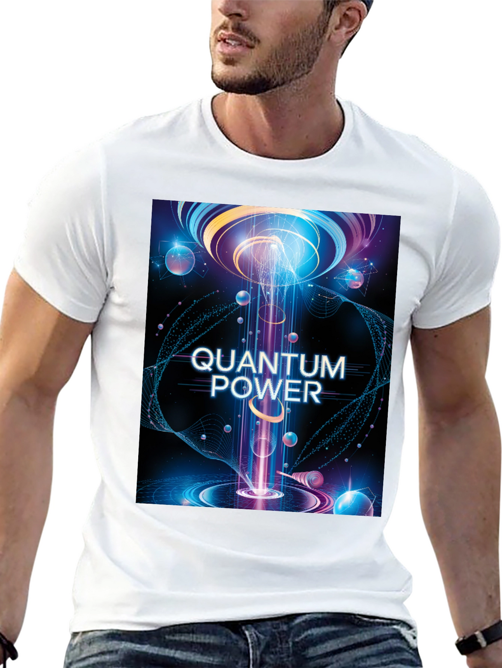 Quantum Power Graphic Tee - Black Cotton T-Shirt