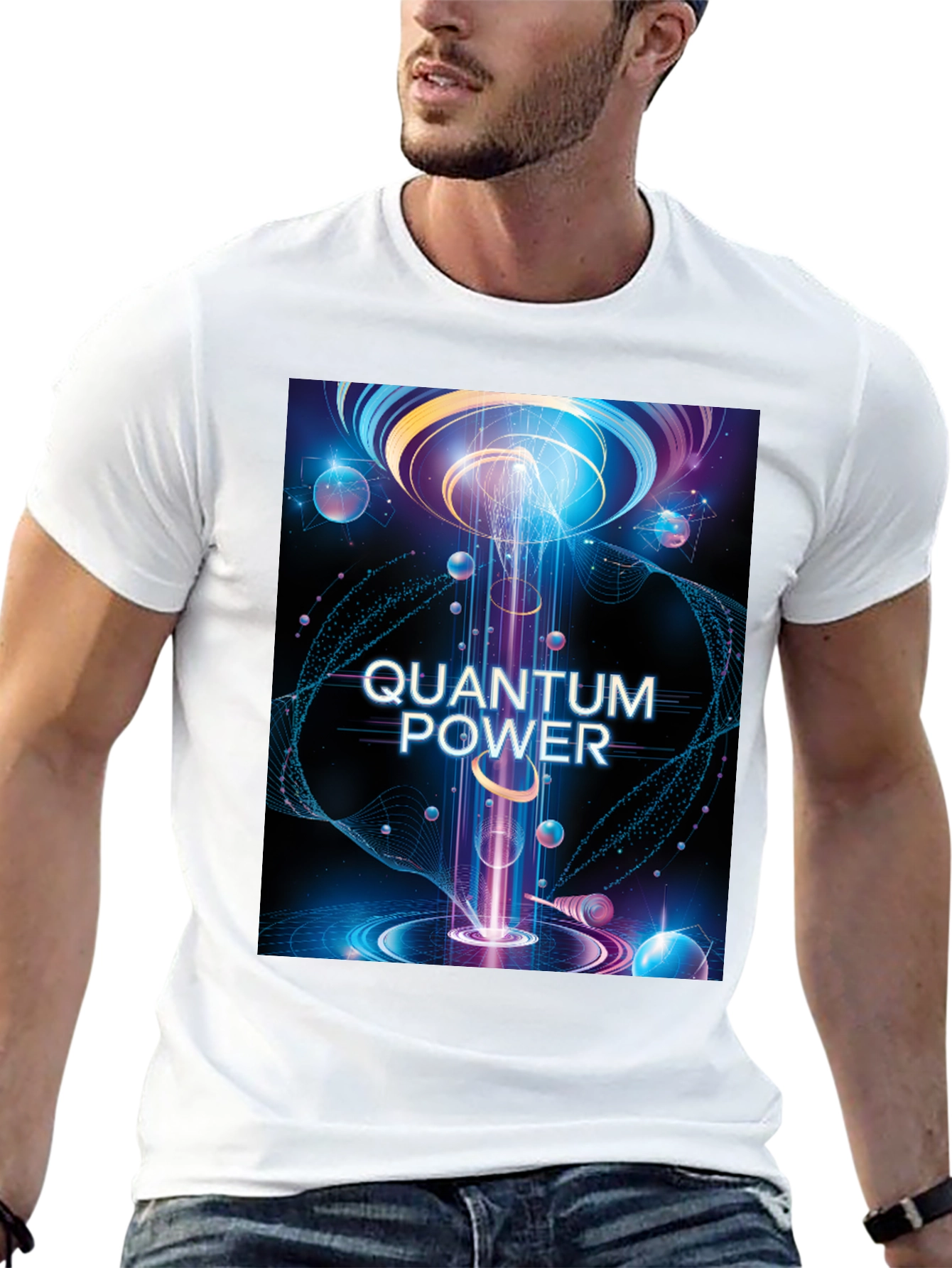 Quantum Power Graphic Tee - Black Cotton T-Shirt