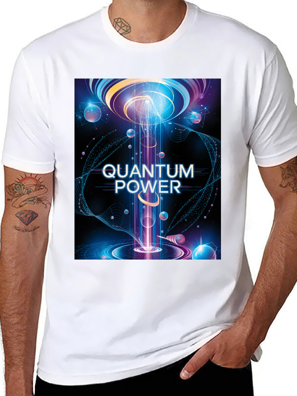 Quantum Power Graphic Tee - Black Cotton T-Shirt