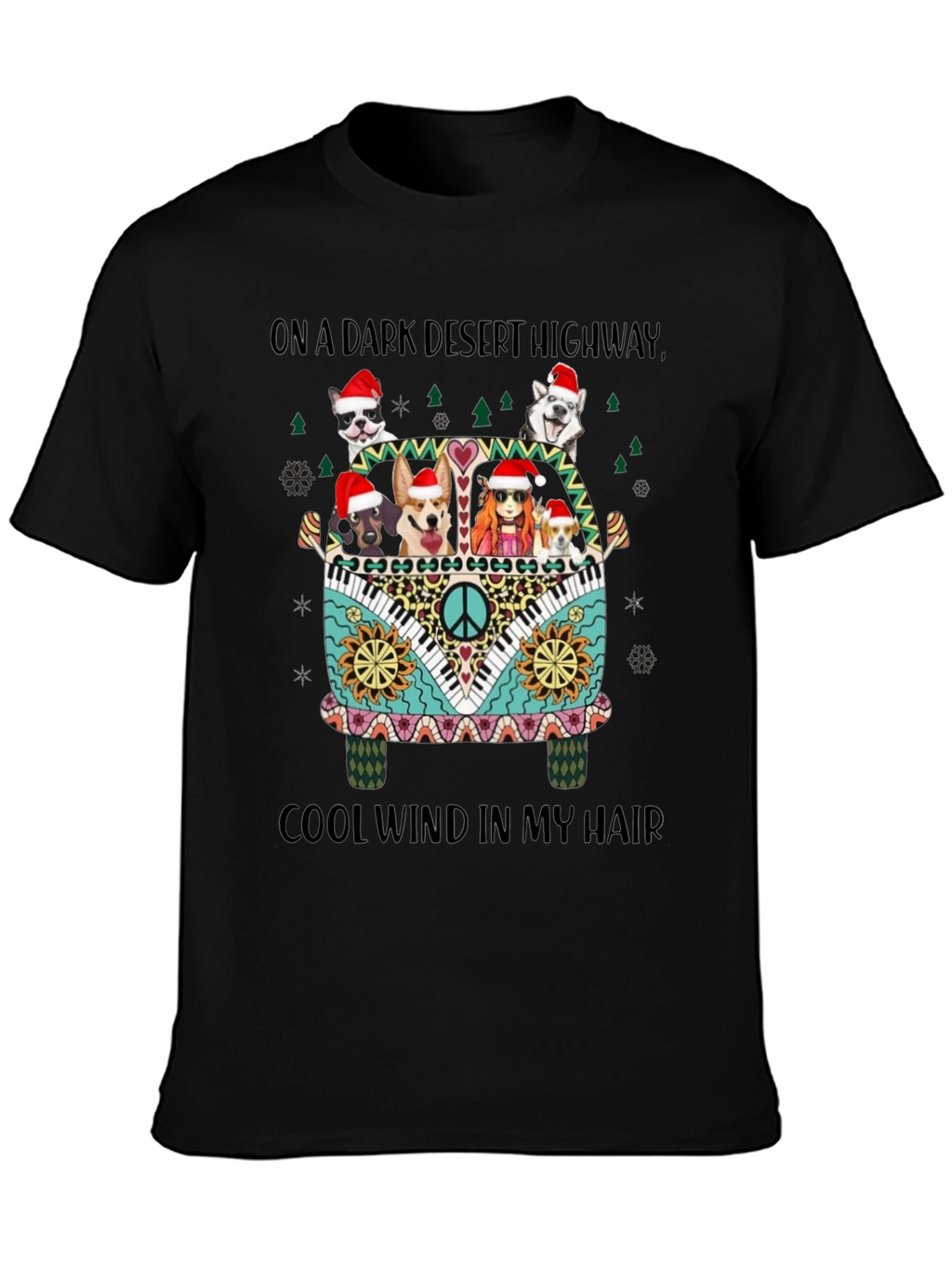 Dogs in Hippie Van Christmas Tee