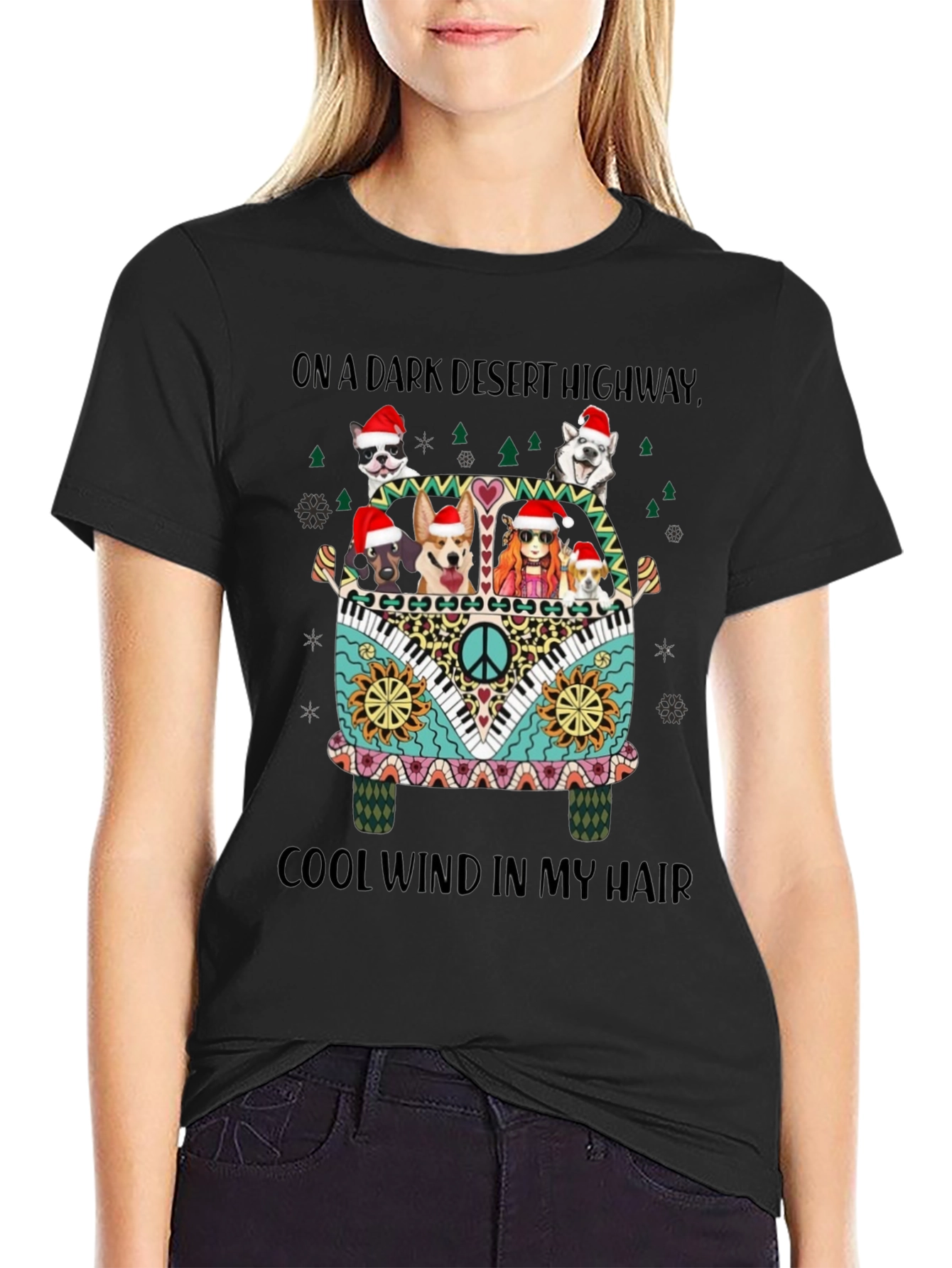 Dogs in Hippie Van Christmas Tee