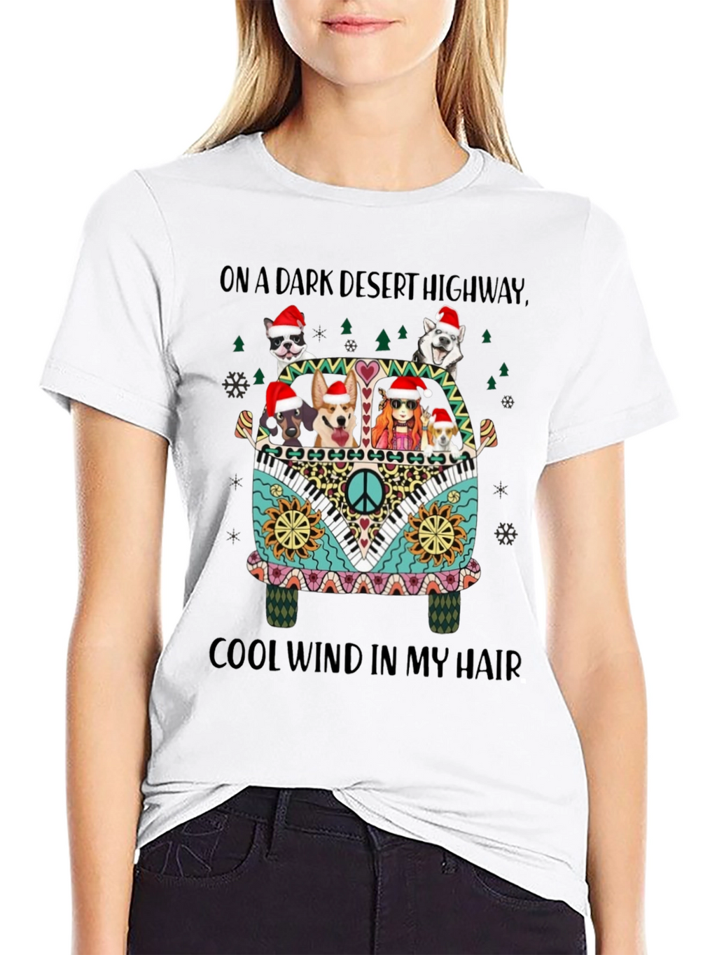 Dogs in Hippie Van Christmas Tee