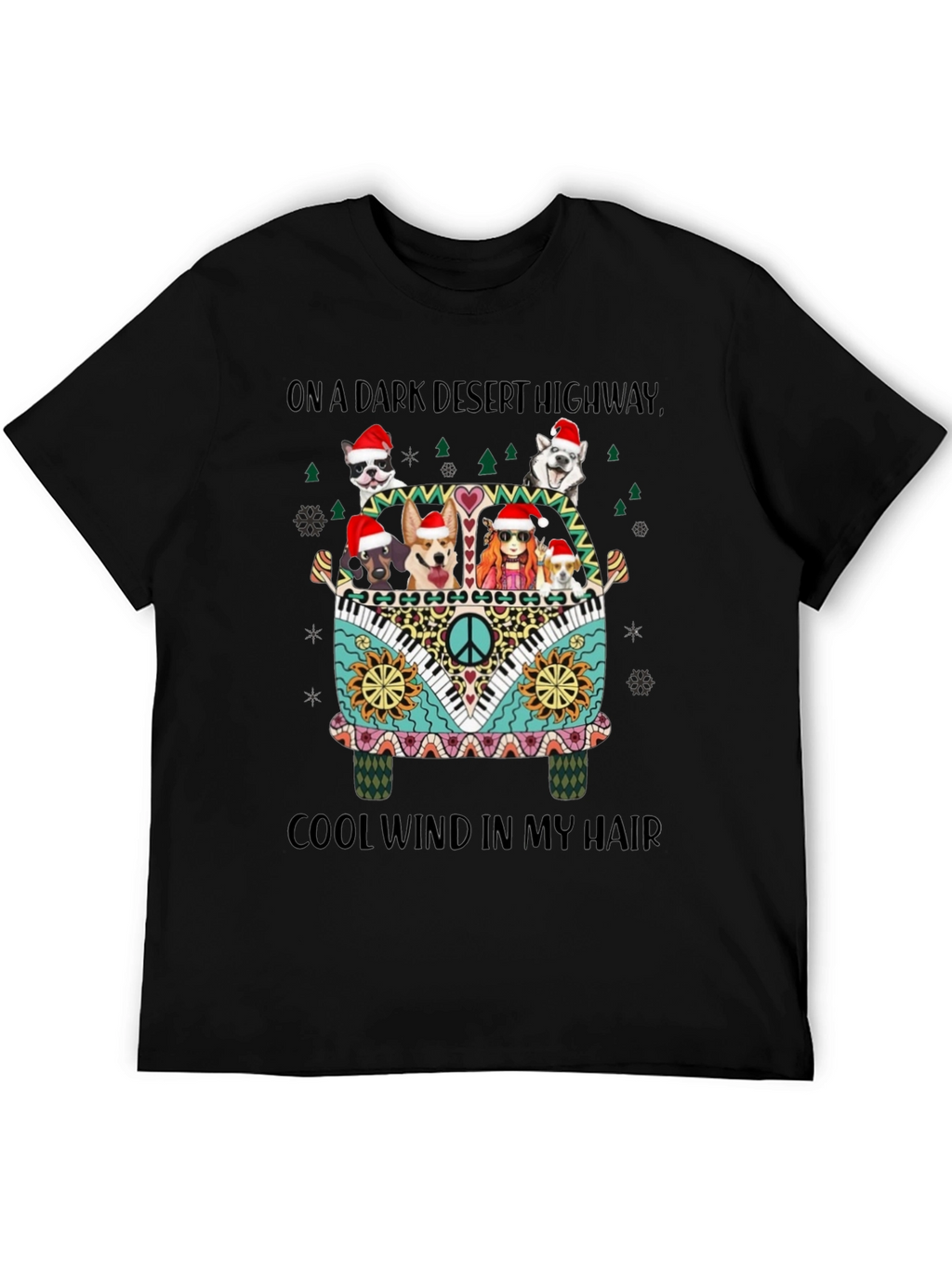 Dogs in Hippie Van Christmas Tee