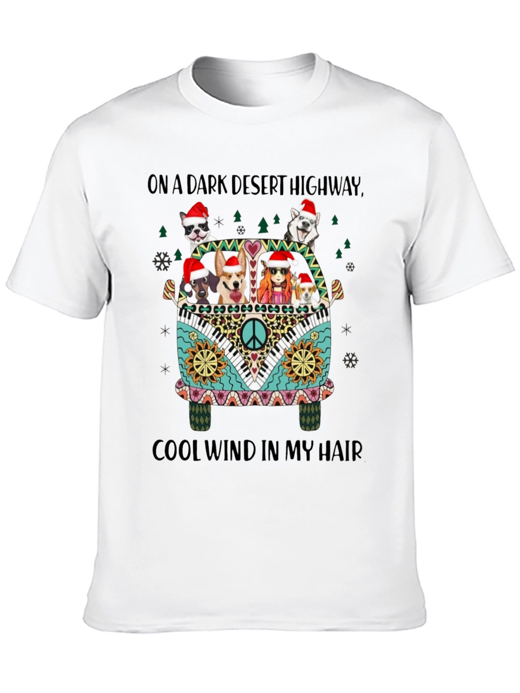 Dogs in Hippie Van Christmas Tee