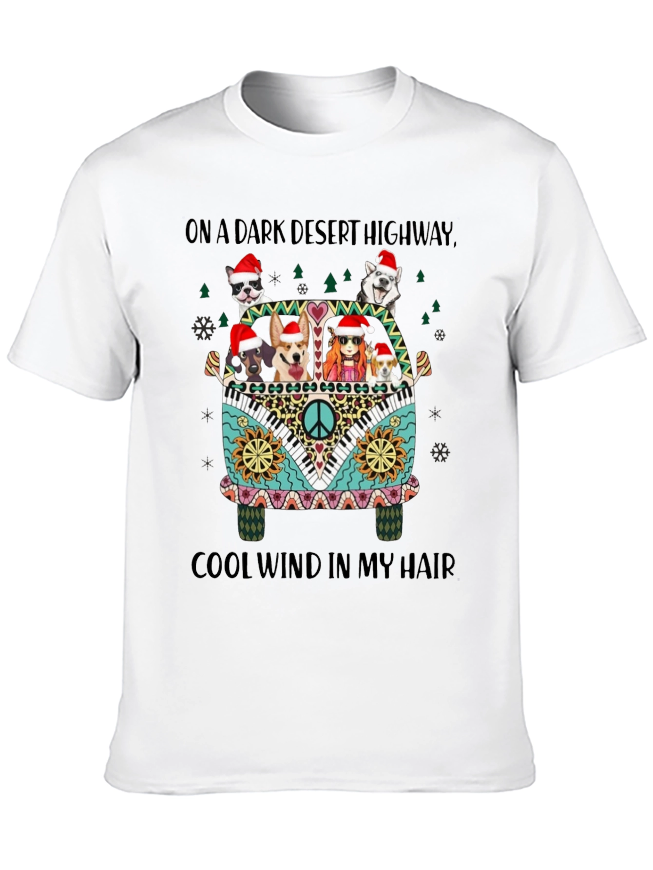 Dogs in Hippie Van Christmas Tee