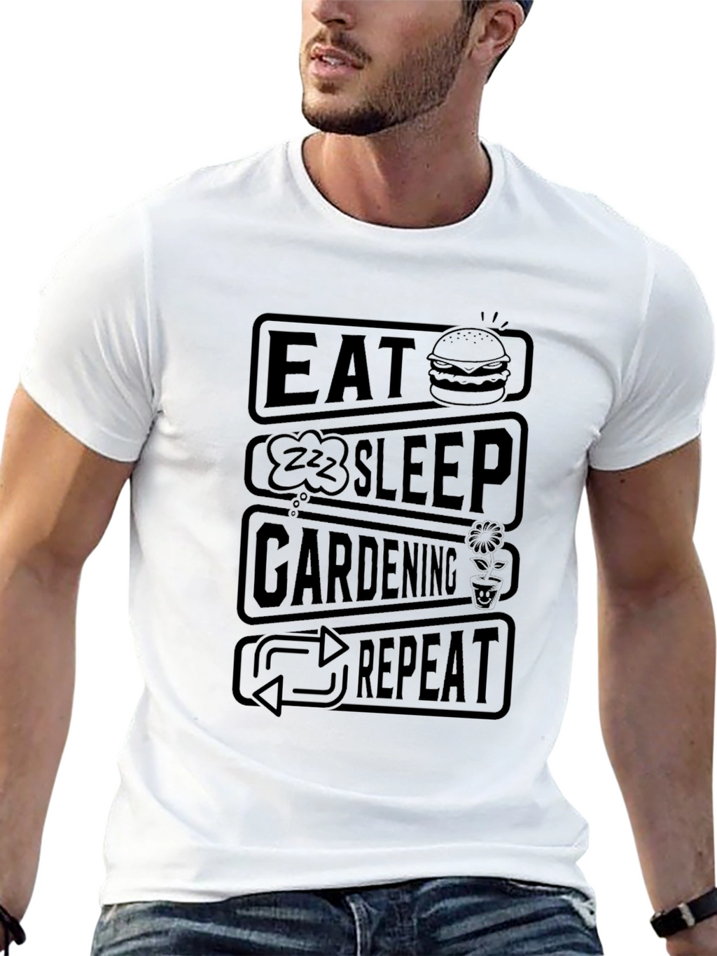 Eat Sleep Gardening Repeat Graphic Tee