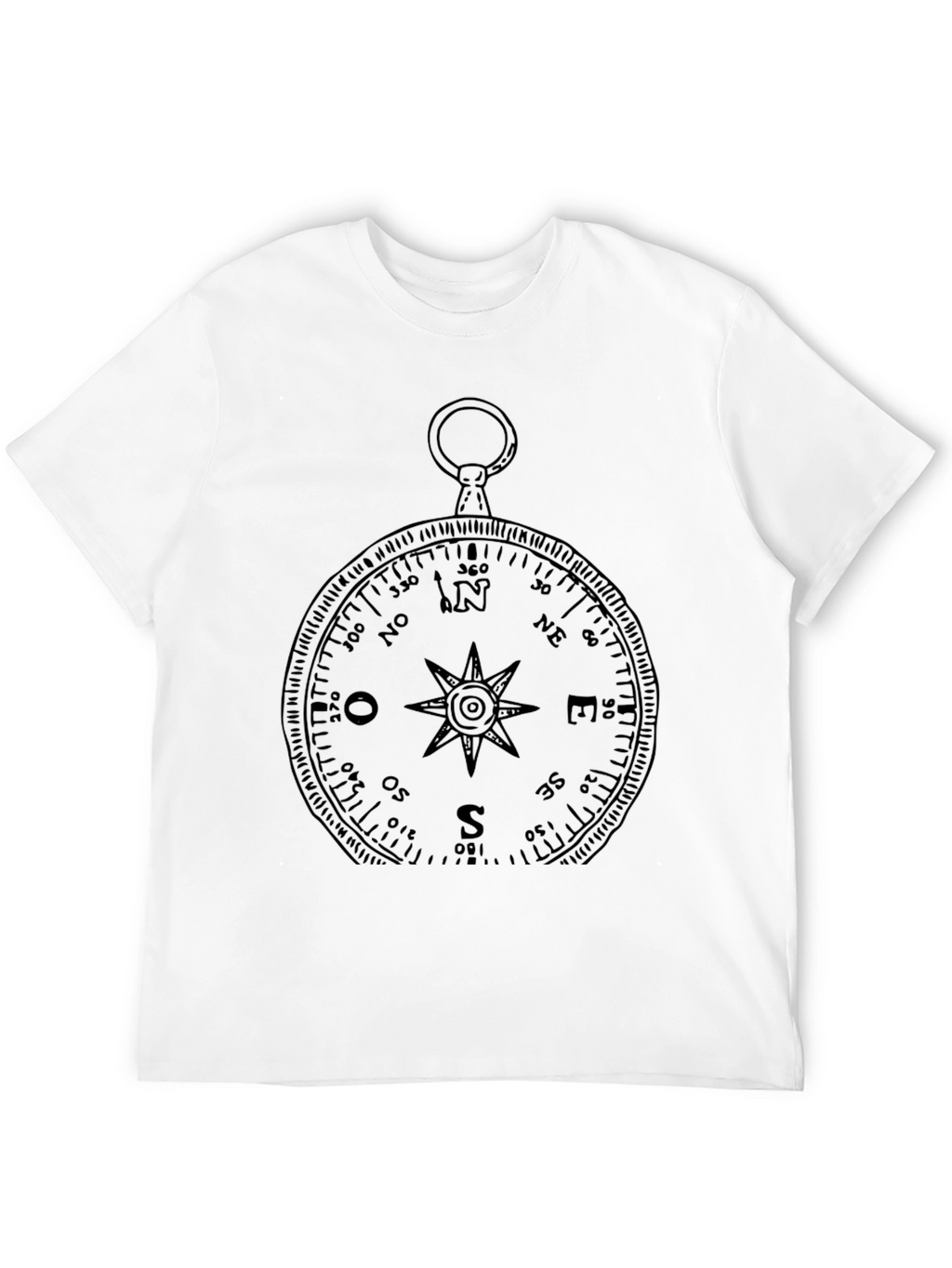 Compass Rose Graphic Print Black T-Shirt