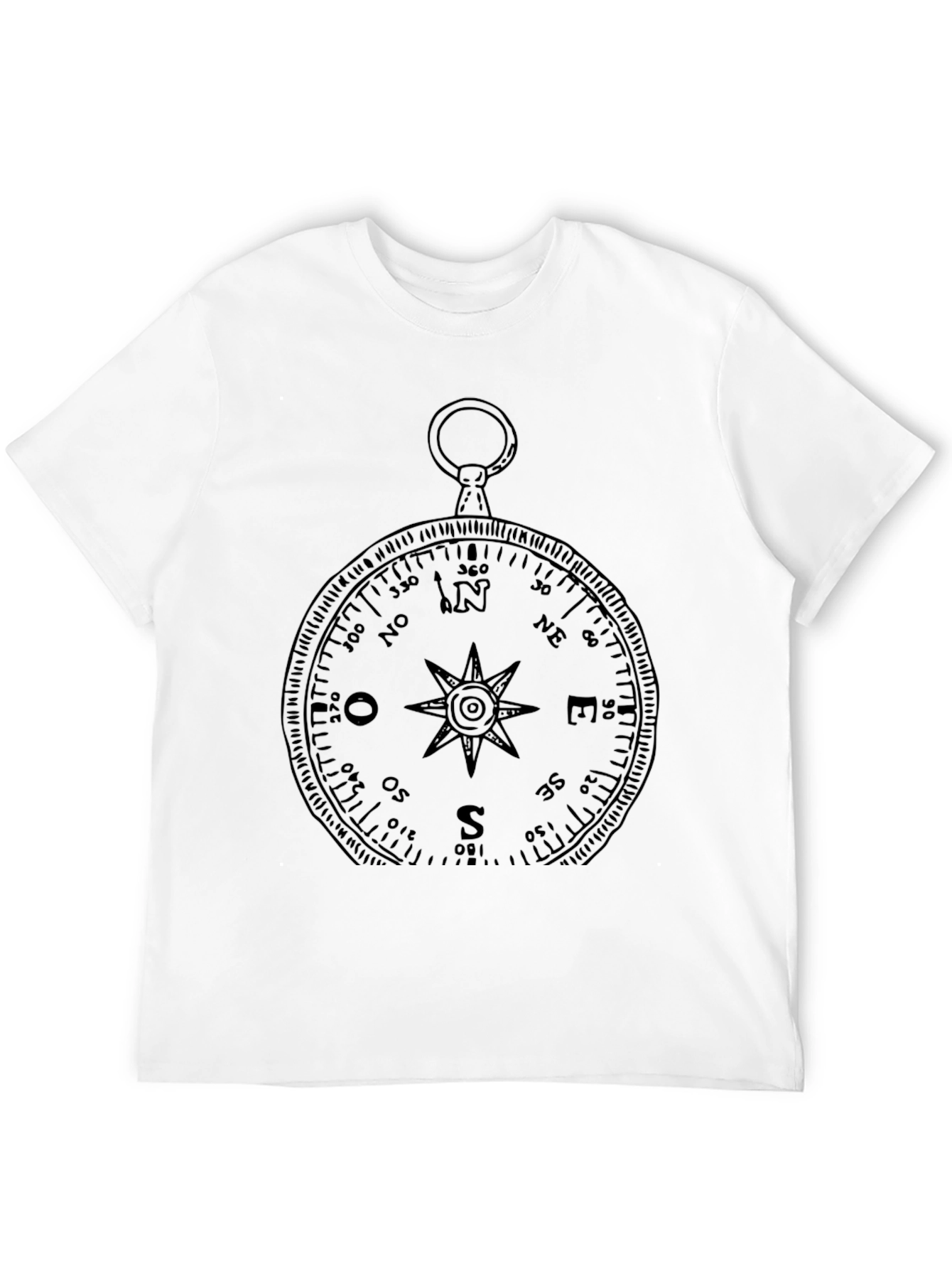 Compass Rose Graphic Print Black T-Shirt