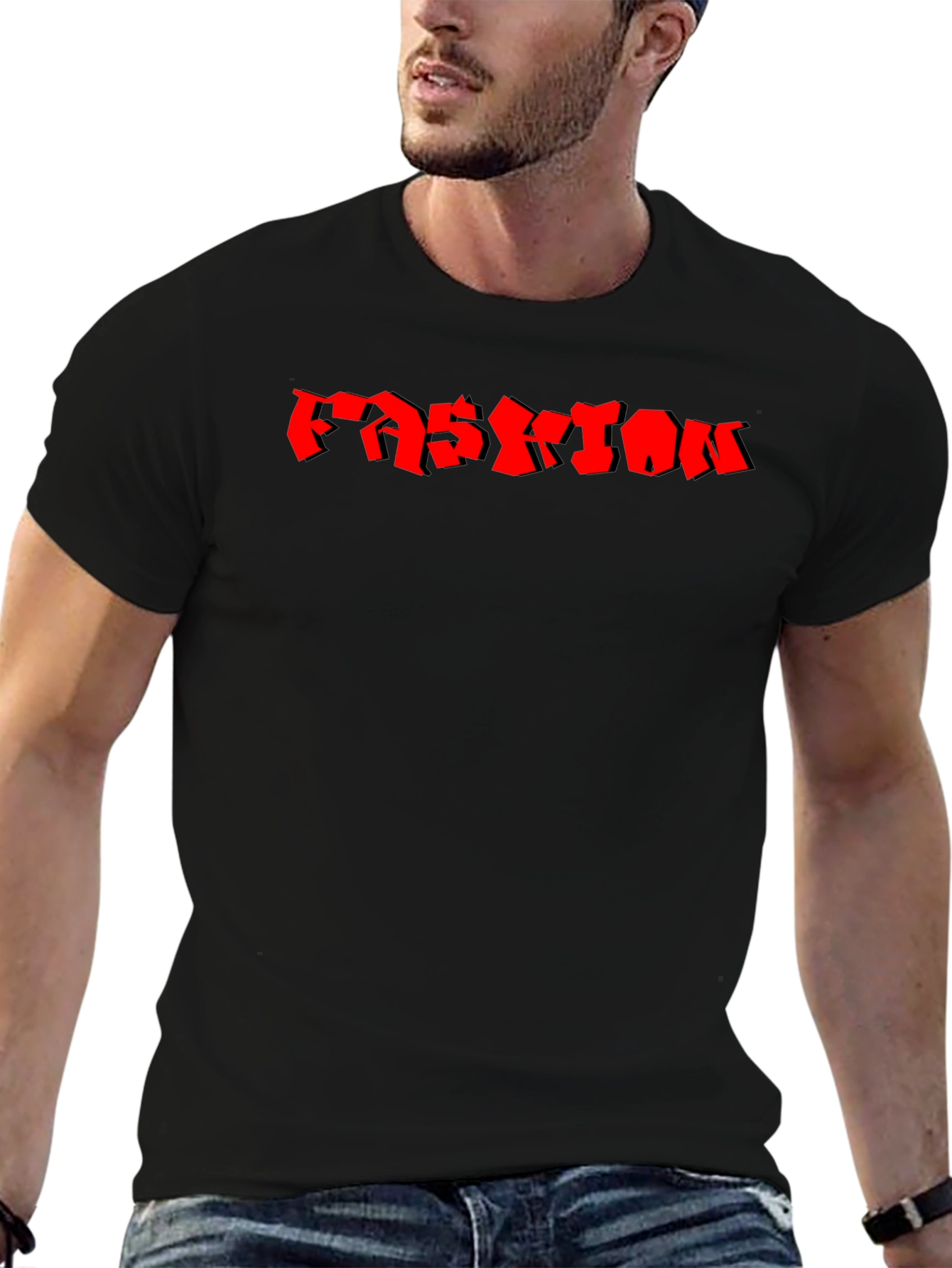 Mens Black Fashion Graphic T-Shirt