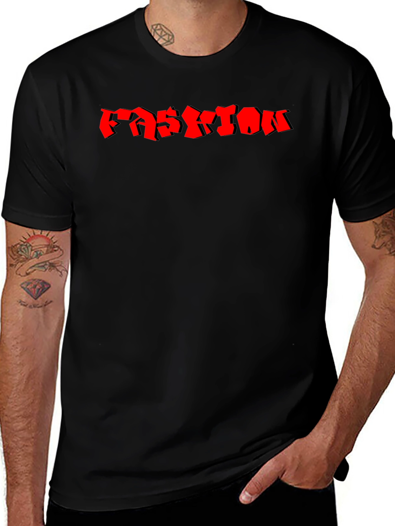 Mens Black Fashion Graphic T-Shirt