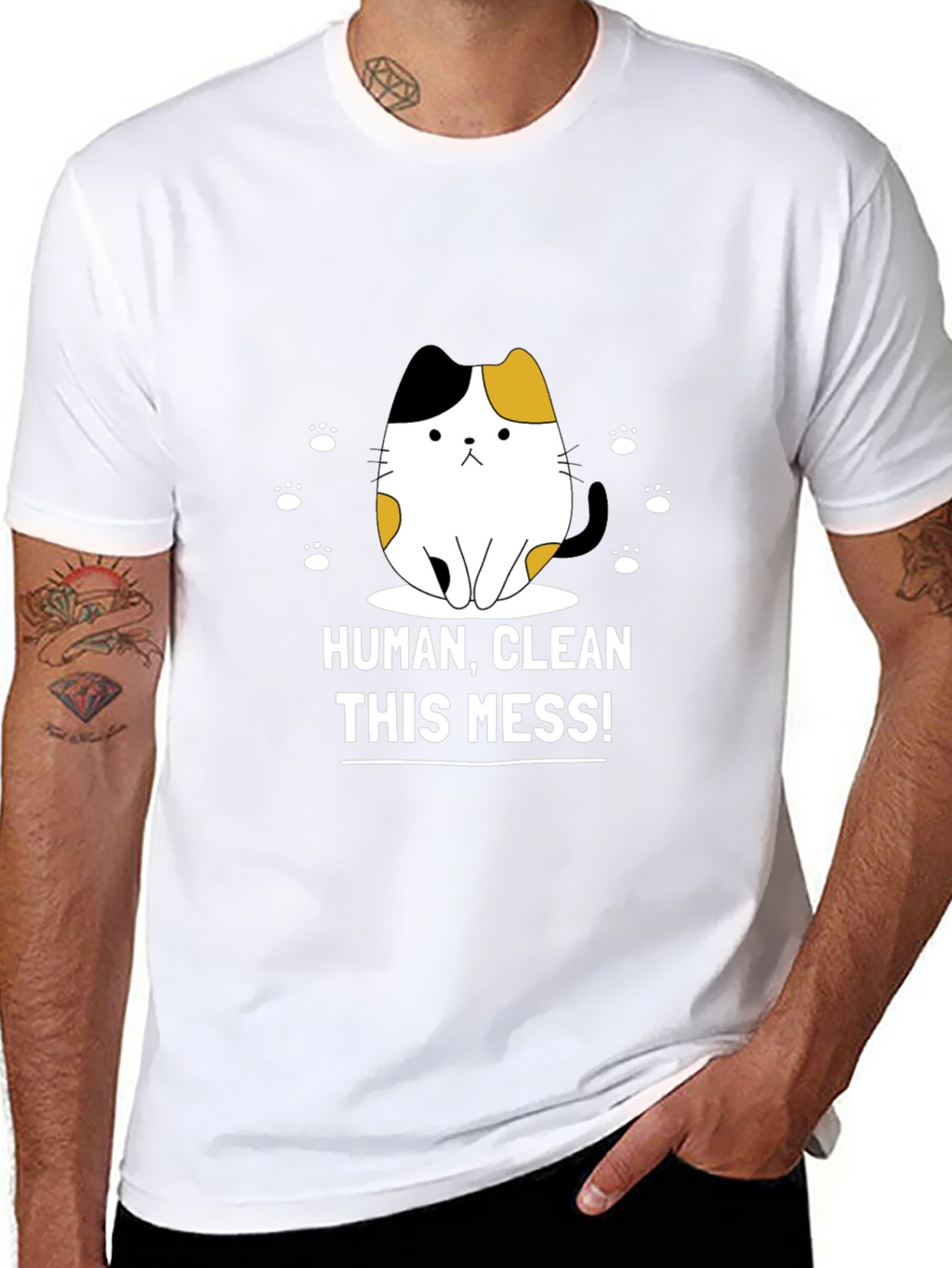 Funny Cat Graphic T-Shirt - Clean This Mess!