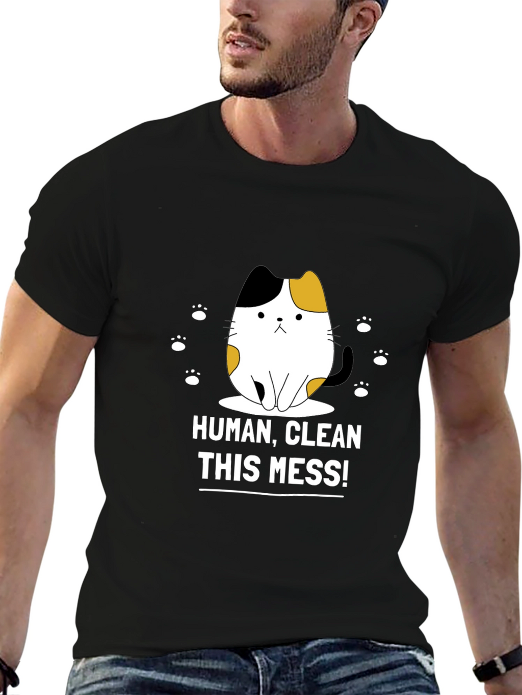 Funny Cat Graphic T-Shirt - Clean This Mess!