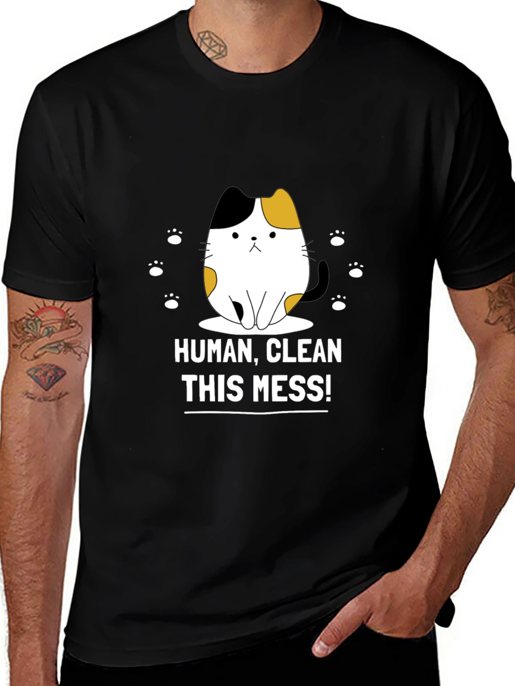 Funny Cat Graphic T-Shirt - Clean This Mess!