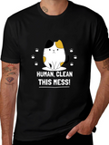 Funny Cat Graphic T-Shirt - Clean This Mess!