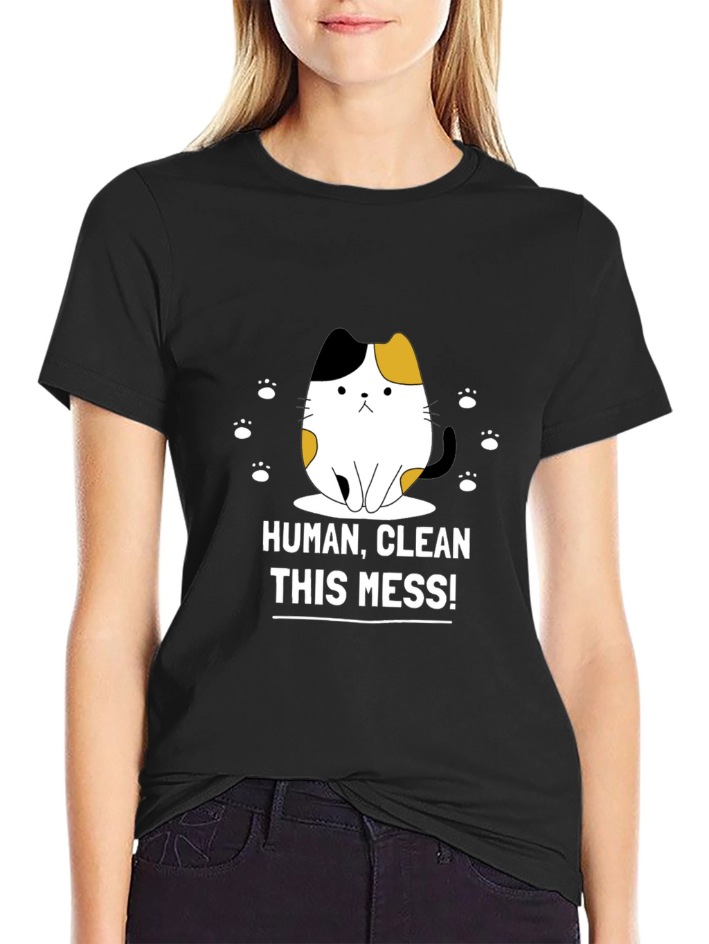 Funny Cat Graphic T-Shirt - Clean This Mess!