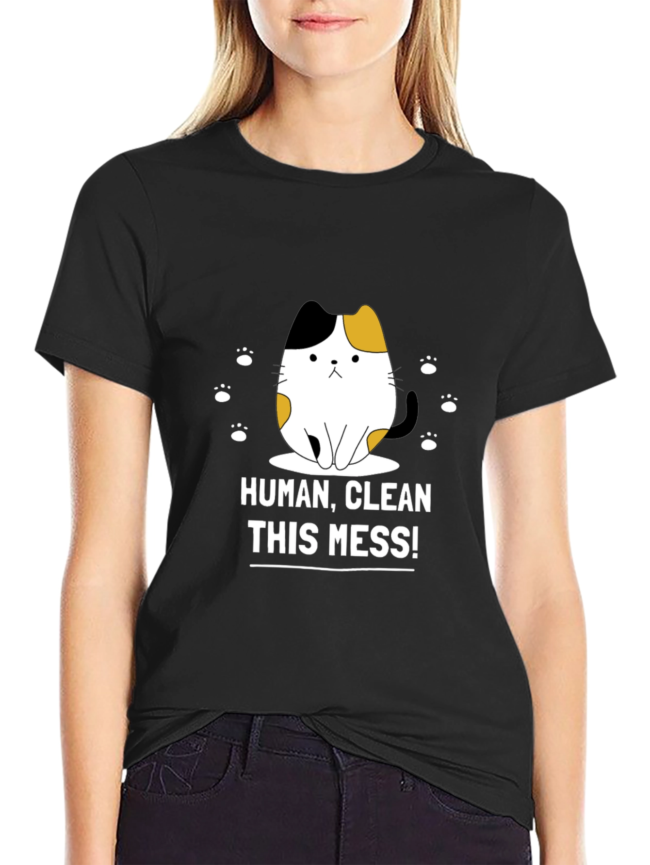Funny Cat Graphic T-Shirt - Clean This Mess!