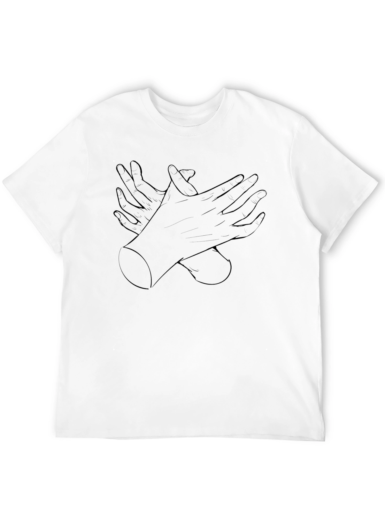 Crossed Hands Graphic Print Mens Black T-Shirt