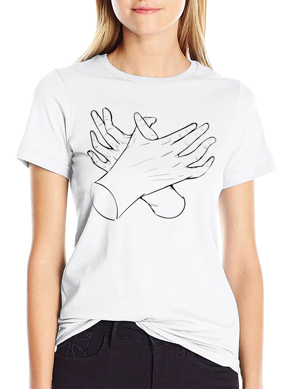 Crossed Hands Graphic Print Mens Black T-Shirt