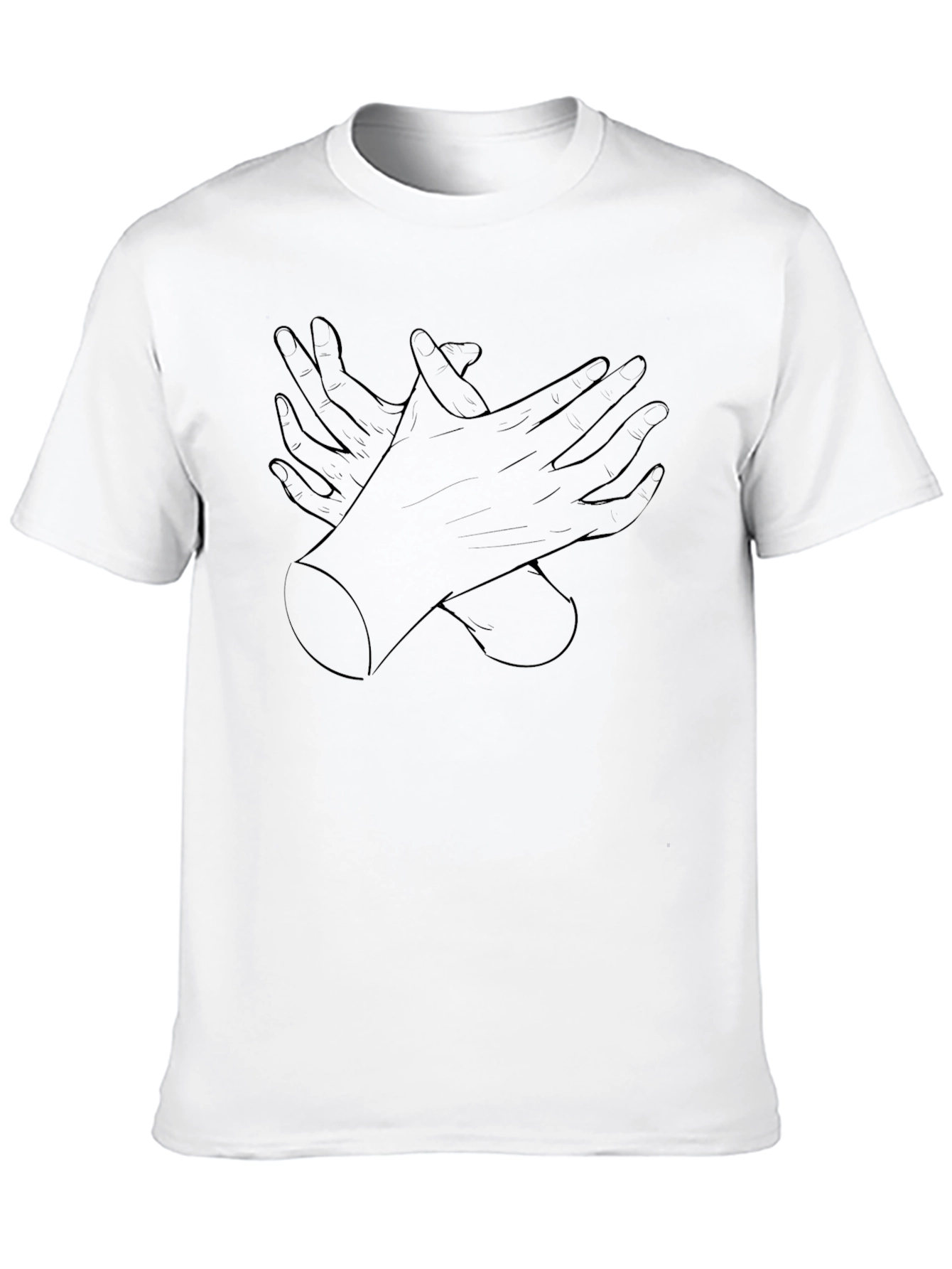 Crossed Hands Graphic Print Mens Black T-Shirt