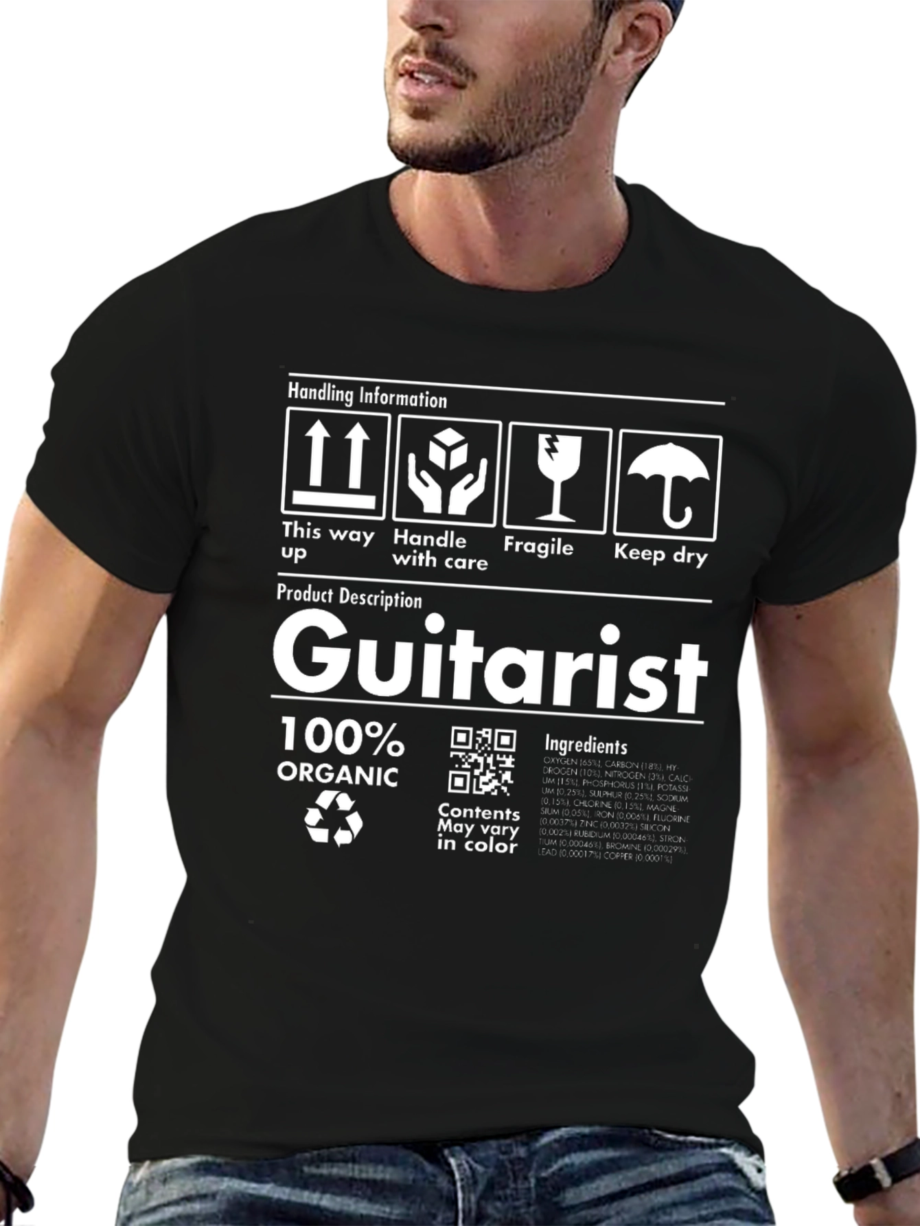 Guitarist 100% Organic Handling Information T-Shirt