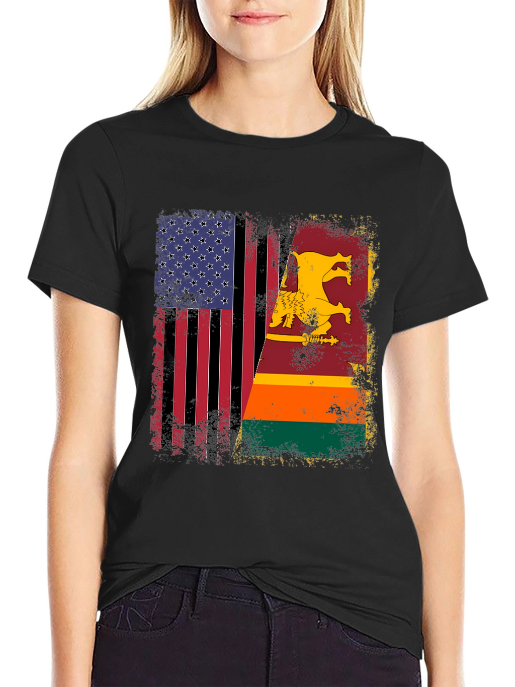USA & Sri Lanka Flag T-Shirt