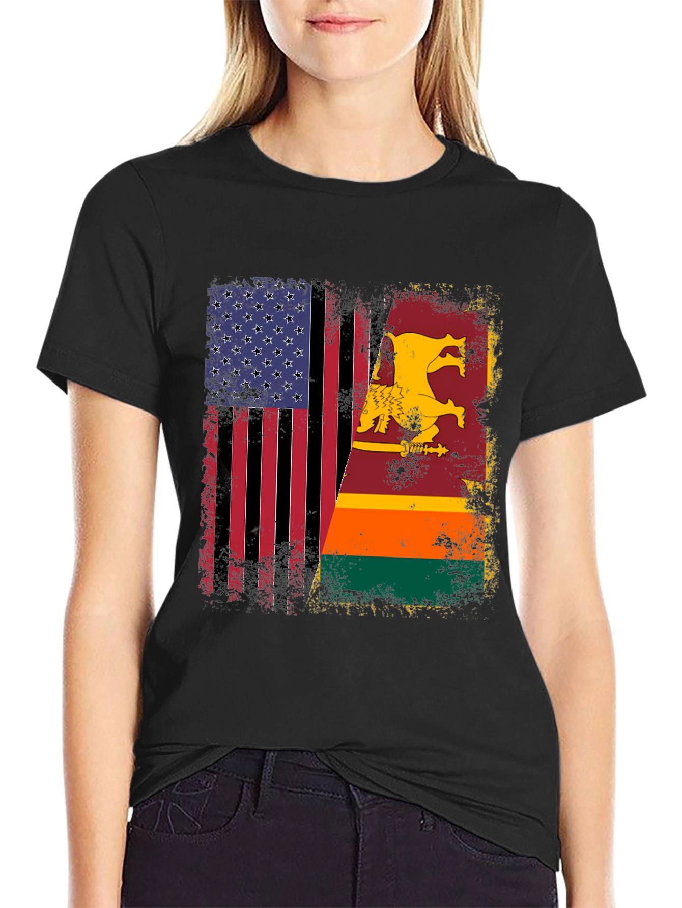 USA & Sri Lanka Flag T-Shirt