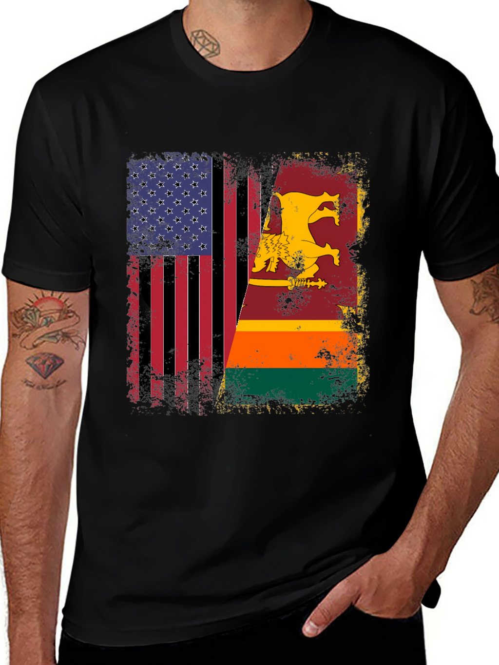 USA & Sri Lanka Flag T-Shirt