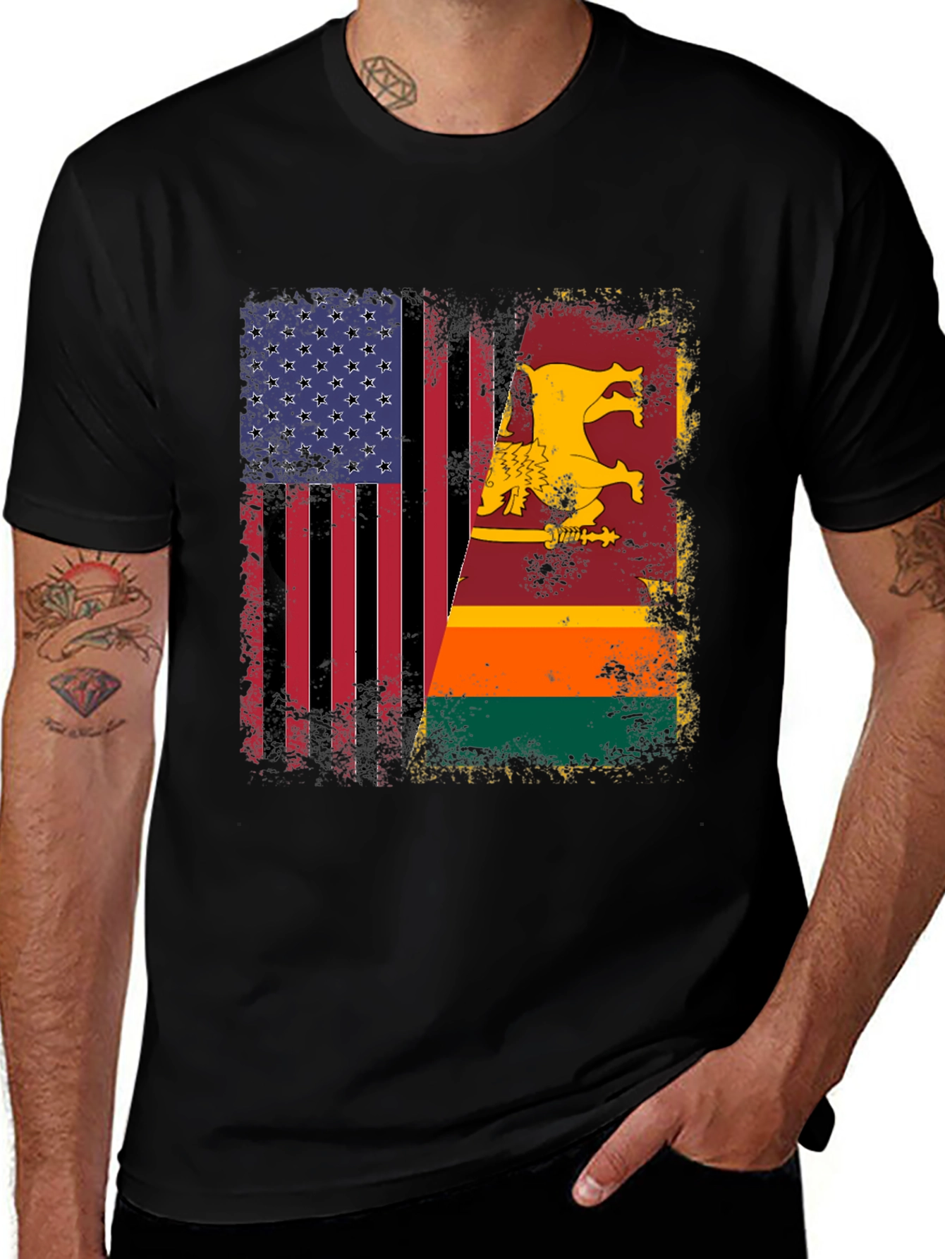 USA & Sri Lanka Flag T-Shirt