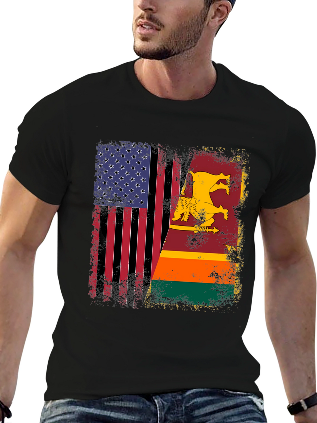 USA & Sri Lanka Flag T-Shirt