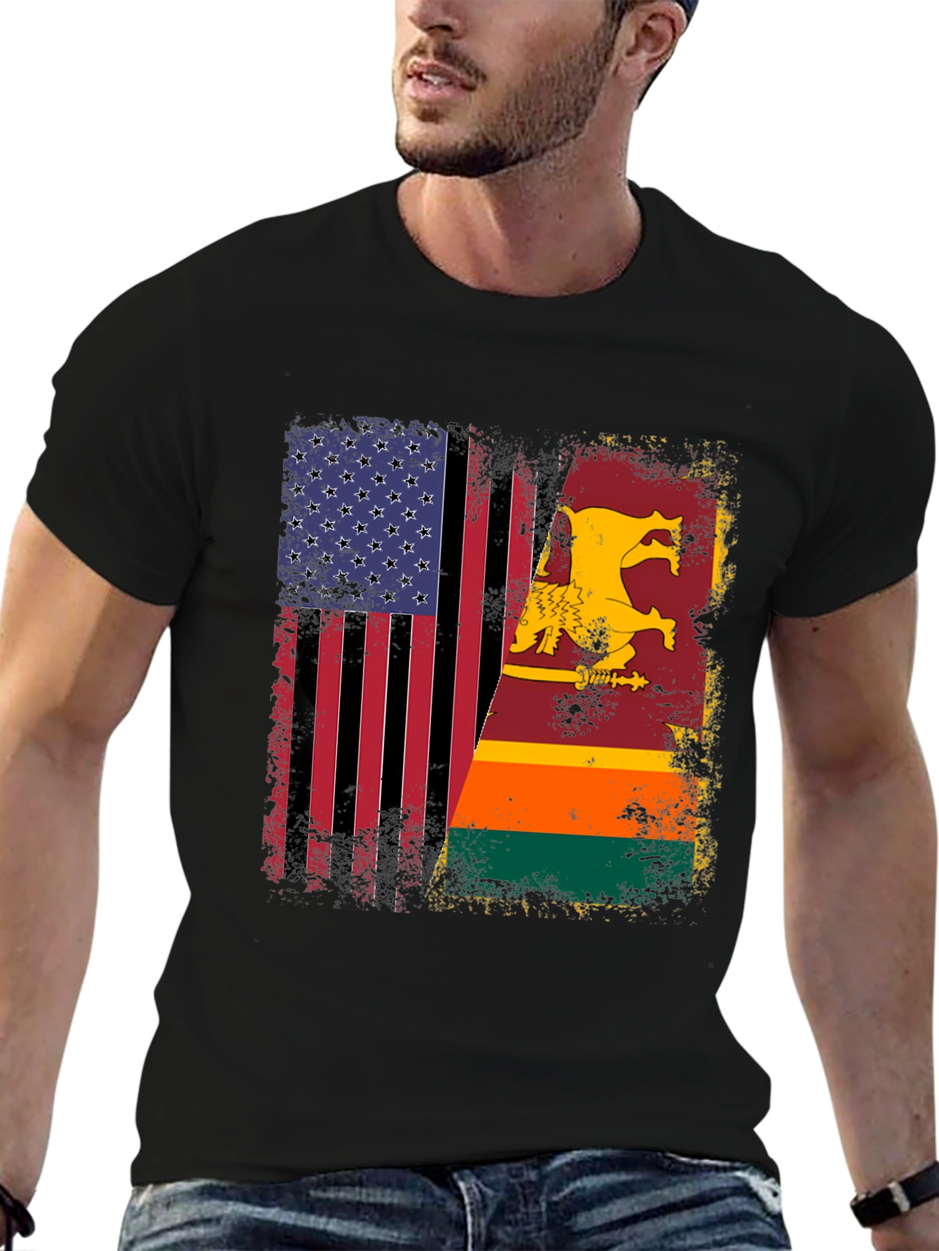 USA & Sri Lanka Flag T-Shirt