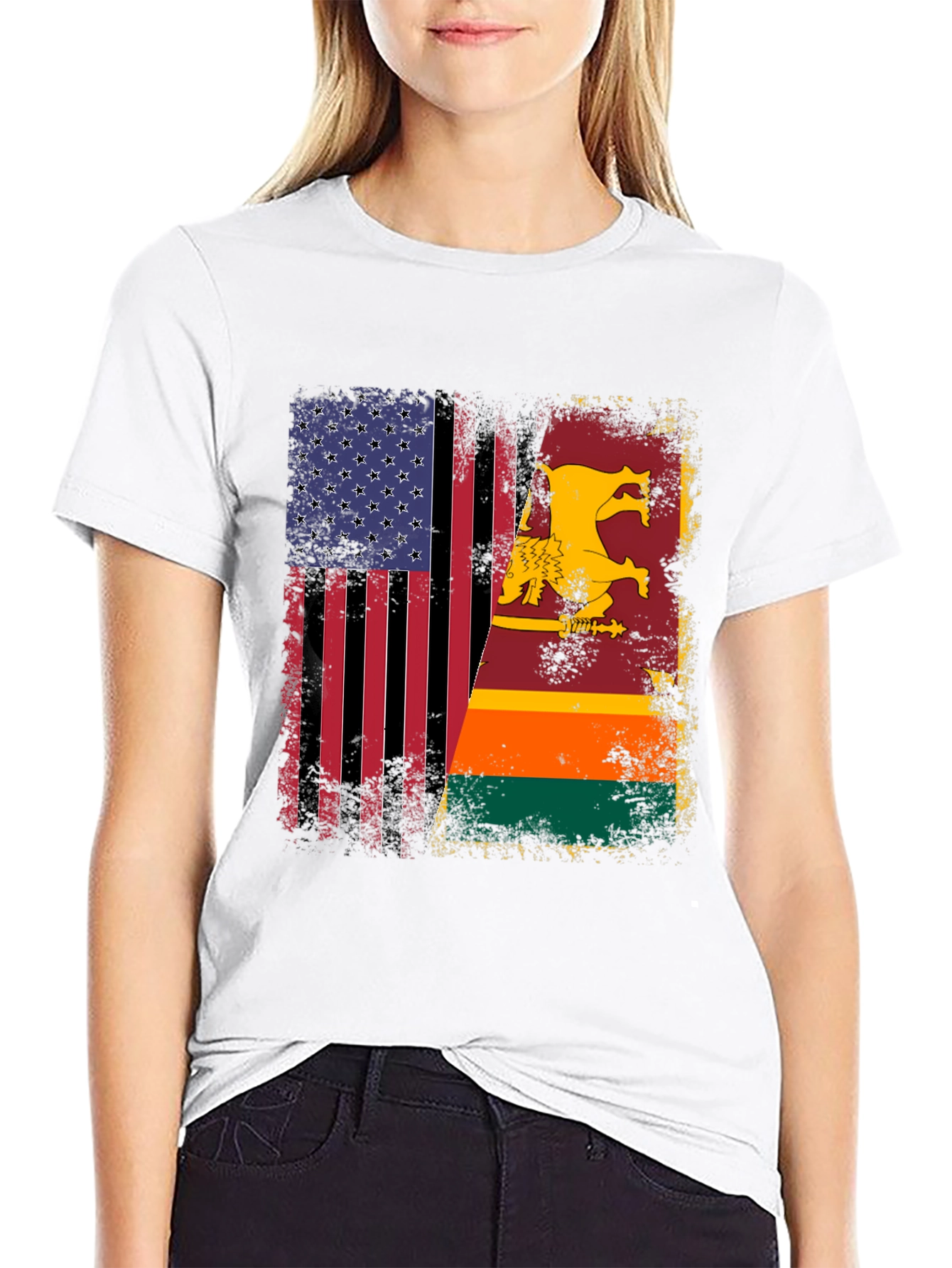 USA & Sri Lanka Flag T-Shirt