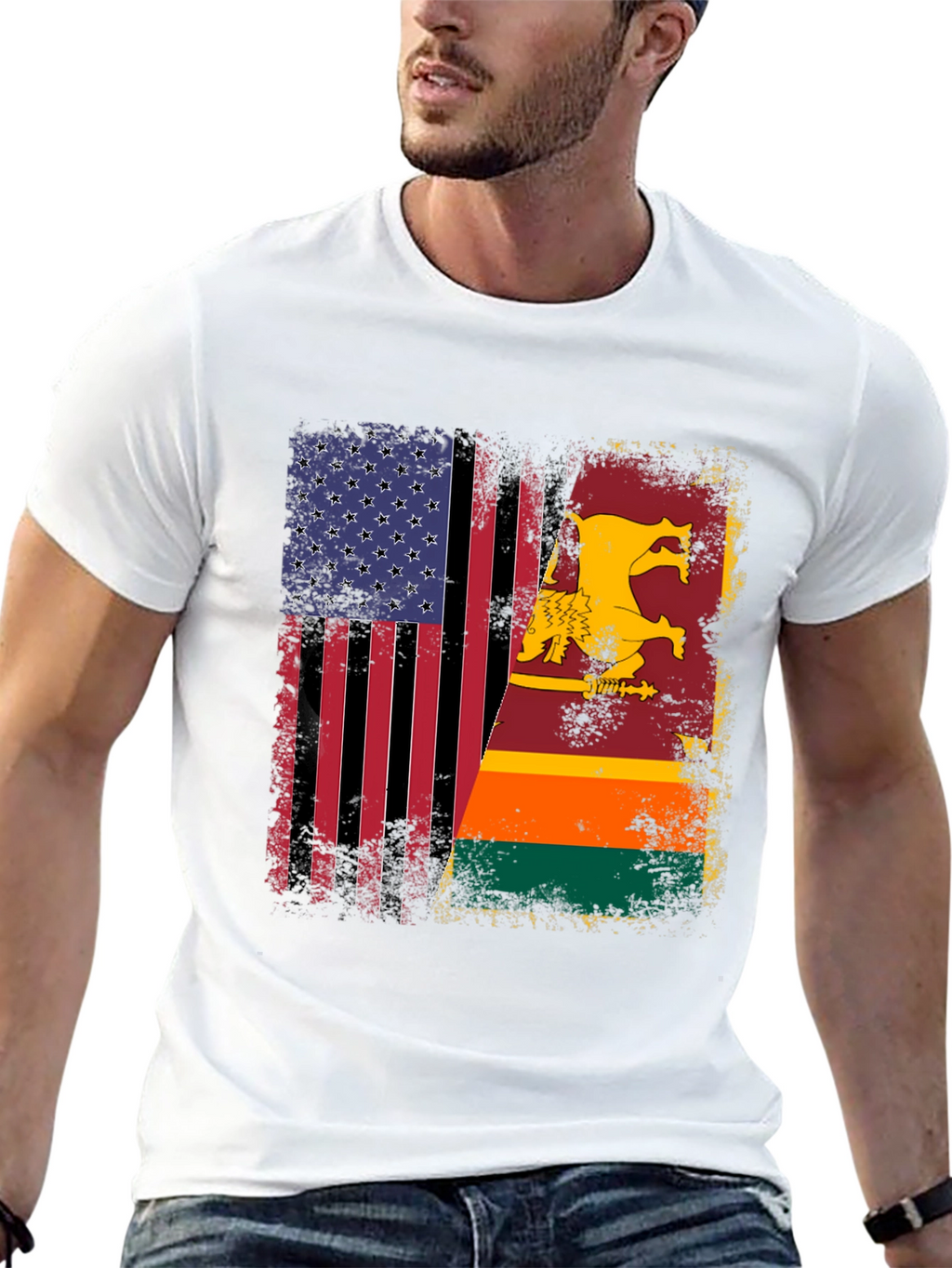 USA & Sri Lanka Flag T-Shirt