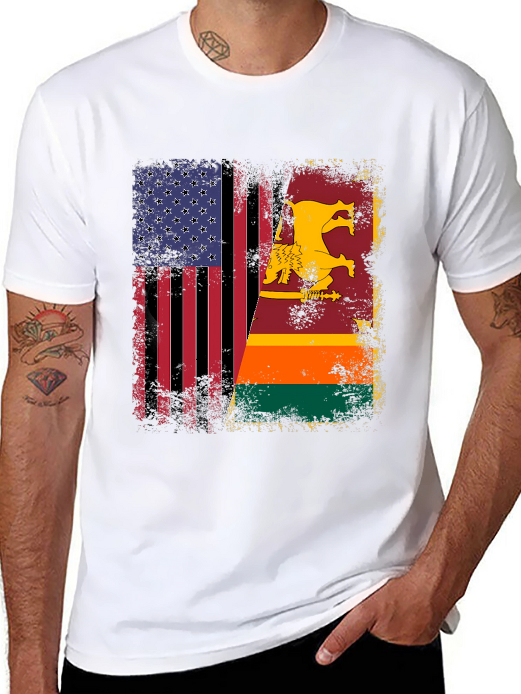 USA & Sri Lanka Flag T-Shirt