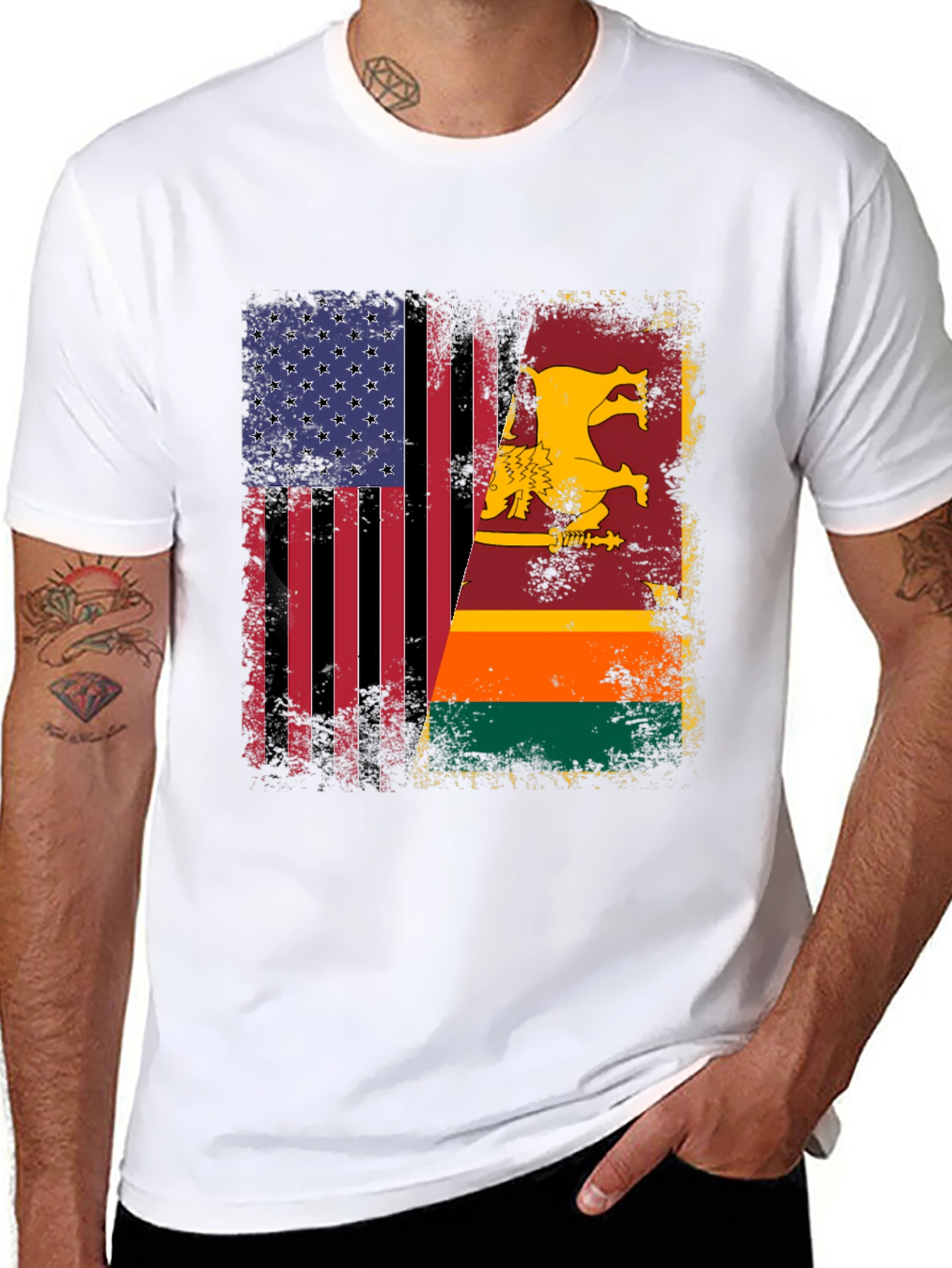 USA & Sri Lanka Flag T-Shirt