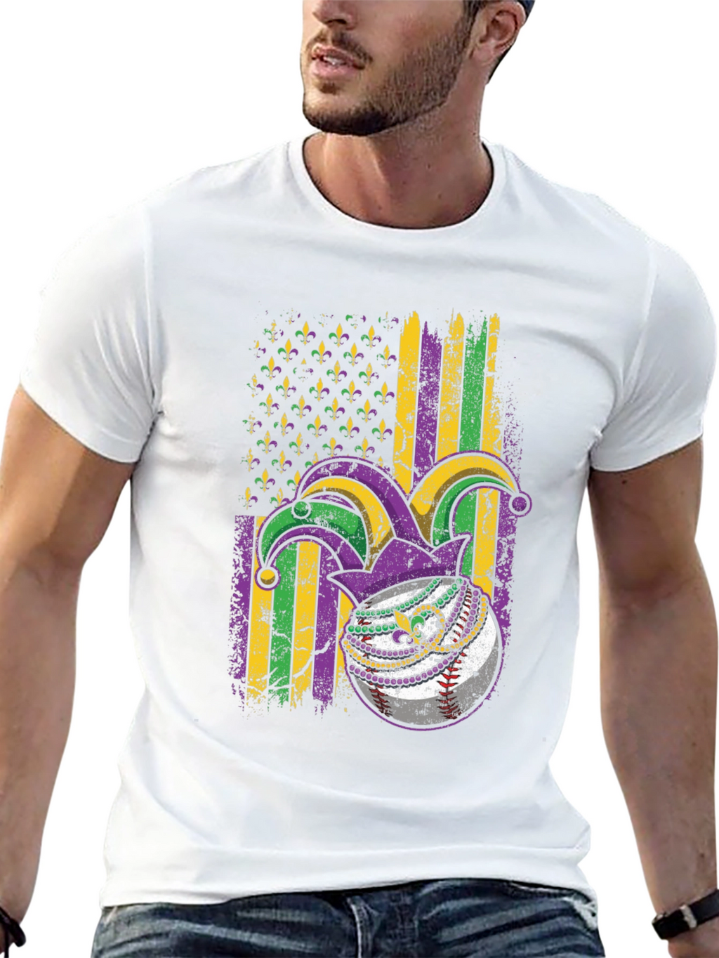 Mardi Gras Baseball T-Shirt