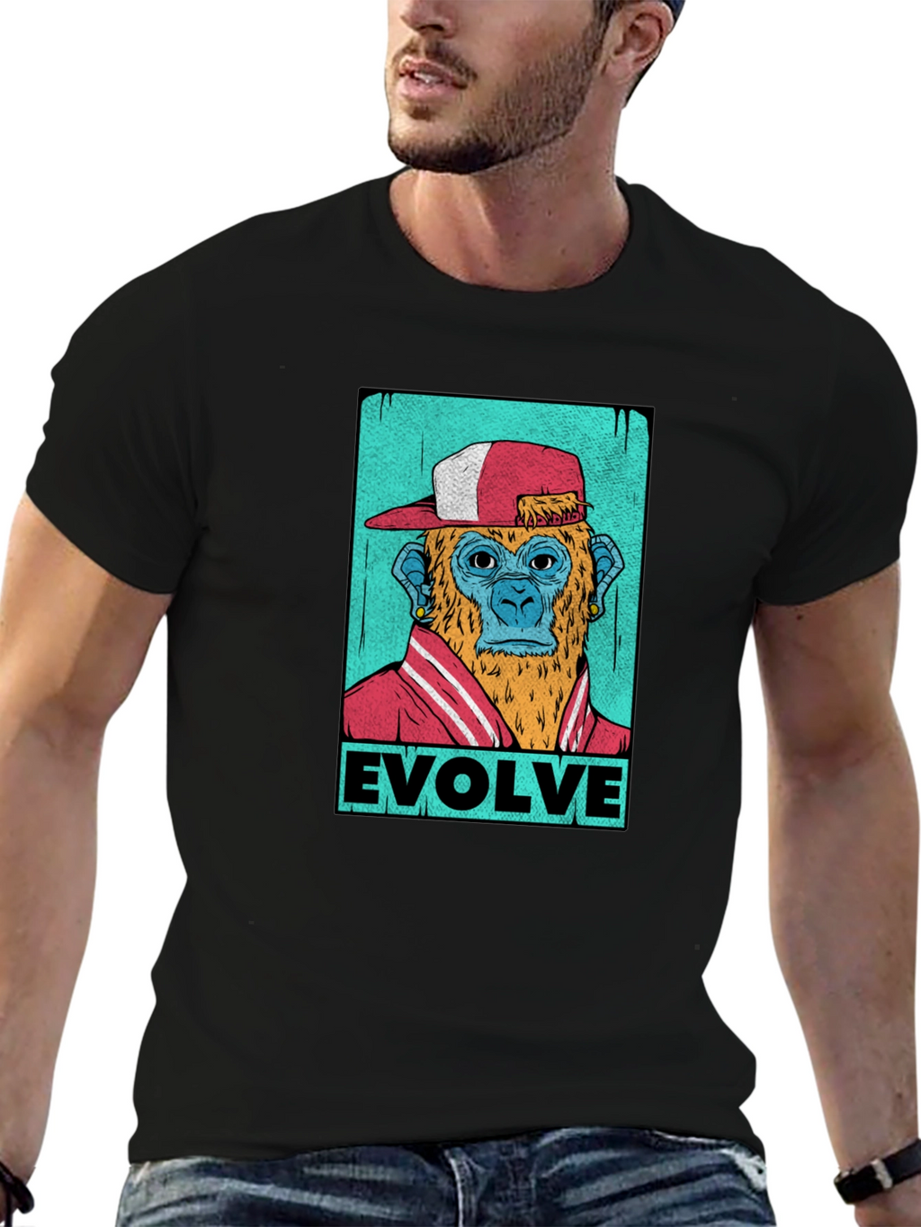 Evolve Monkey Graphic T-Shirt - Trendy Streetwear