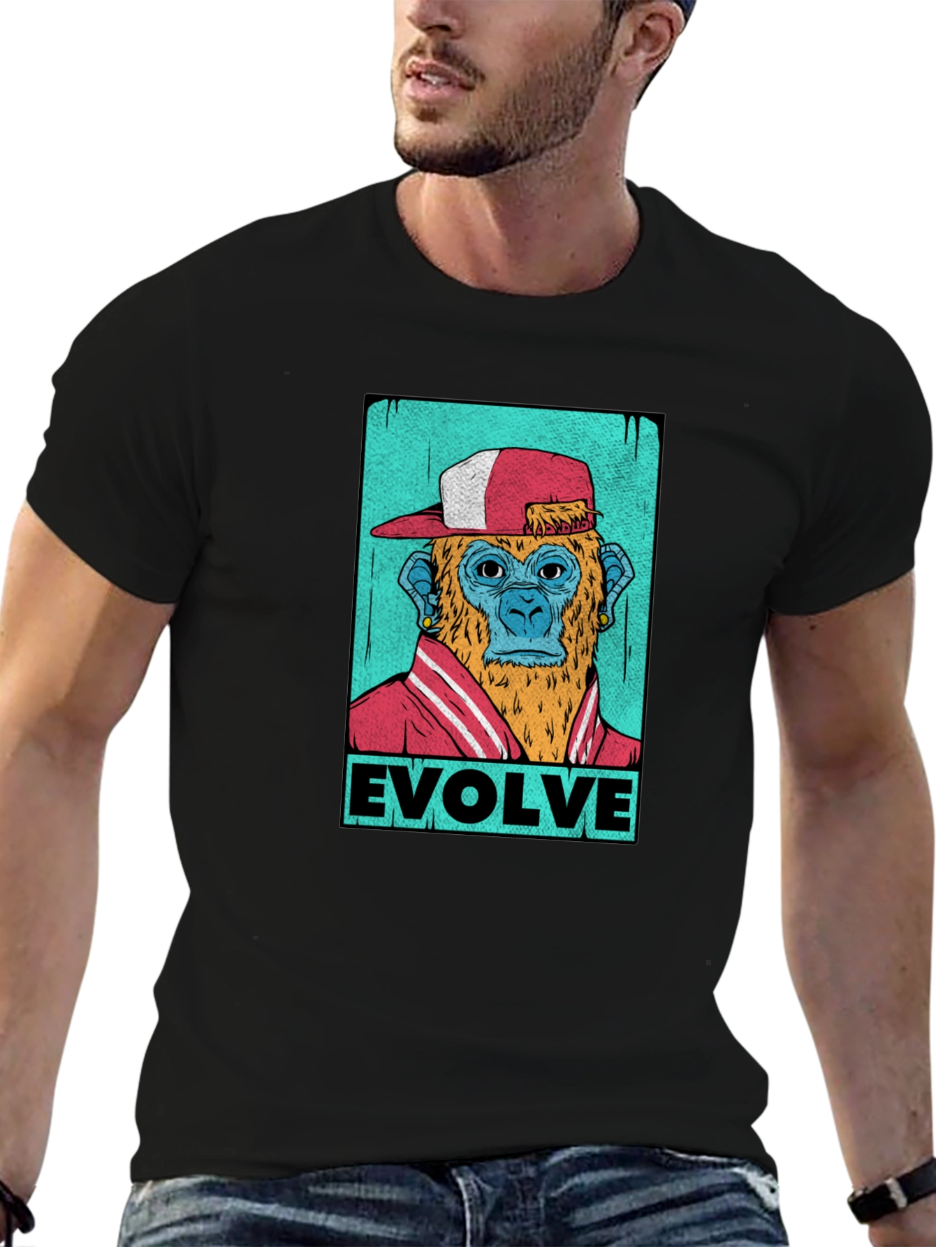 Evolve Monkey Graphic T-Shirt - Trendy Streetwear