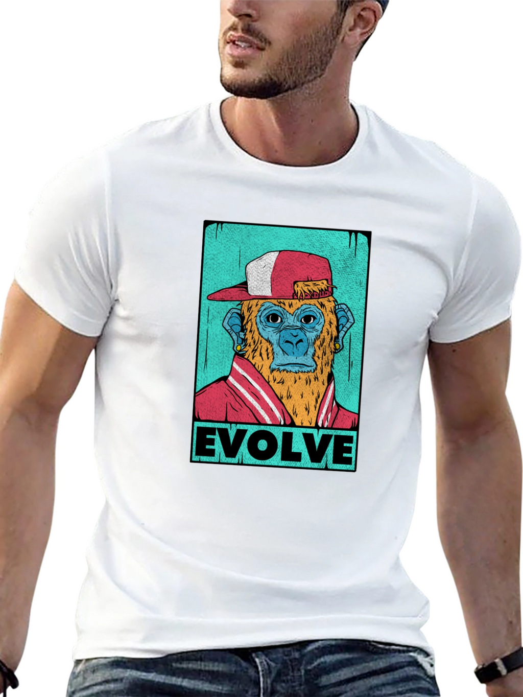 Evolve Monkey Graphic T-Shirt - Trendy Streetwear