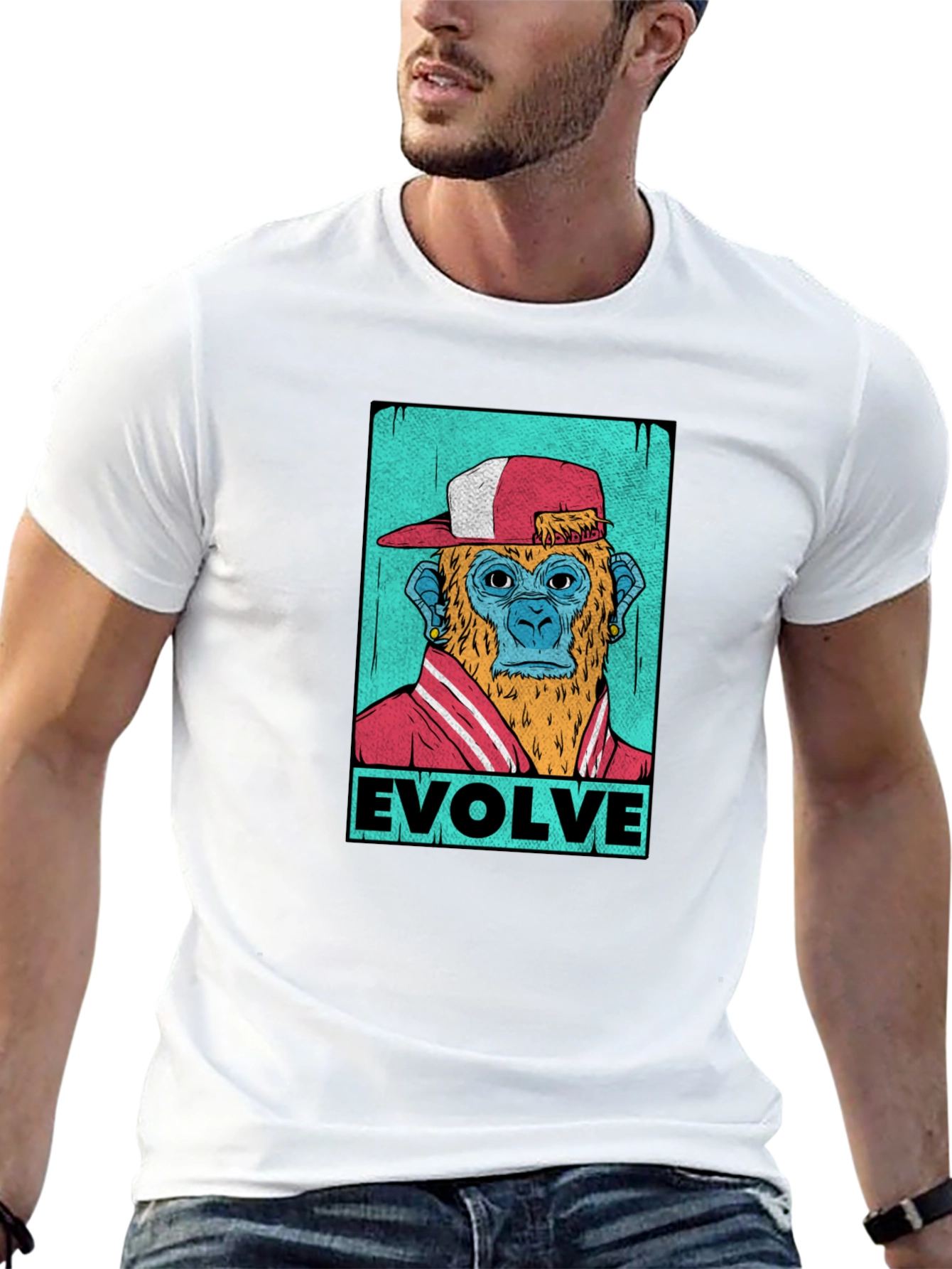 Evolve Monkey Graphic T-Shirt - Trendy Streetwear