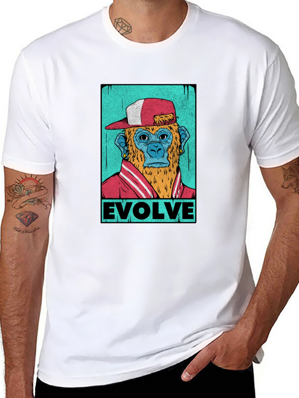 Evolve Monkey Graphic T-Shirt - Trendy Streetwear