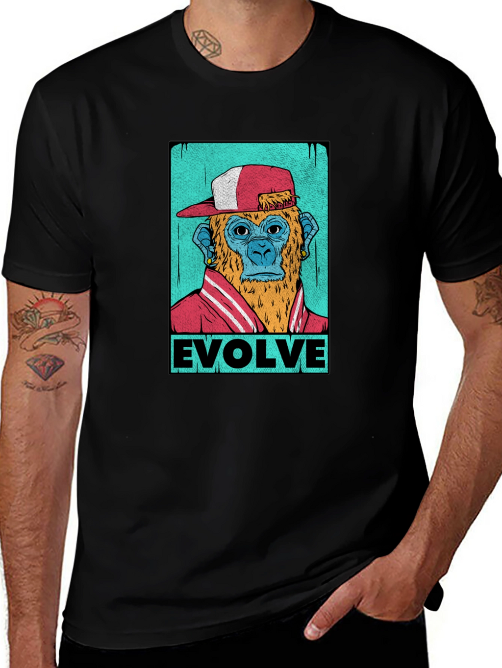 Evolve Monkey Graphic T-Shirt - Trendy Streetwear