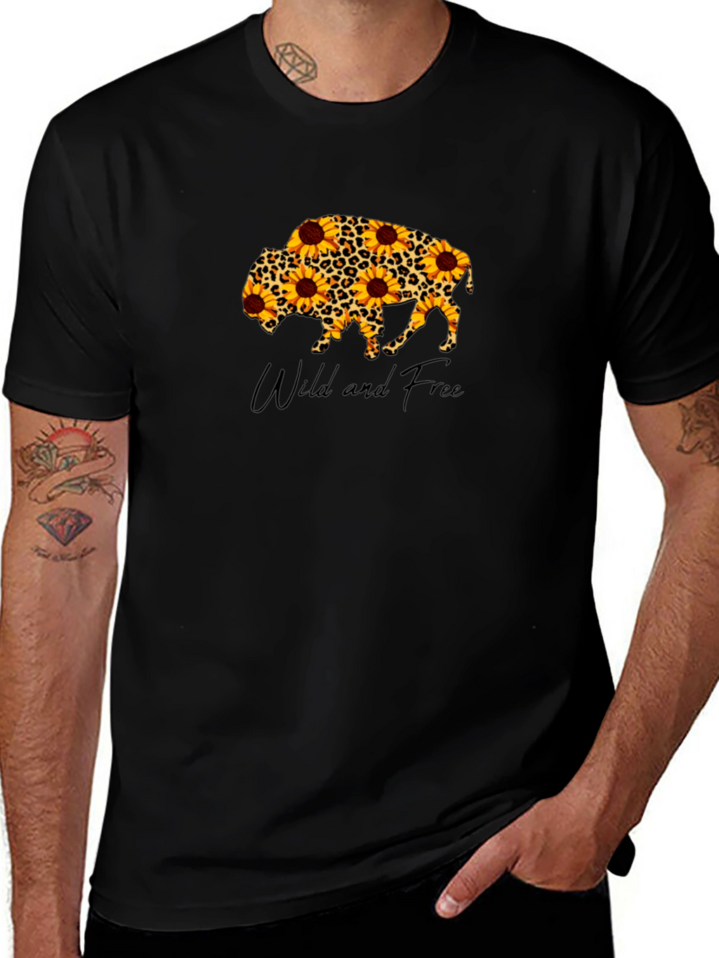 Wild & Free Buffalo Sunflower Graphic Tee
