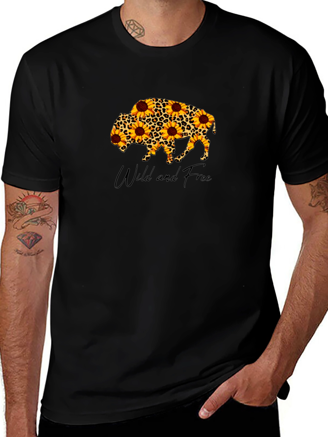 Wild & Free Buffalo Sunflower Graphic Tee