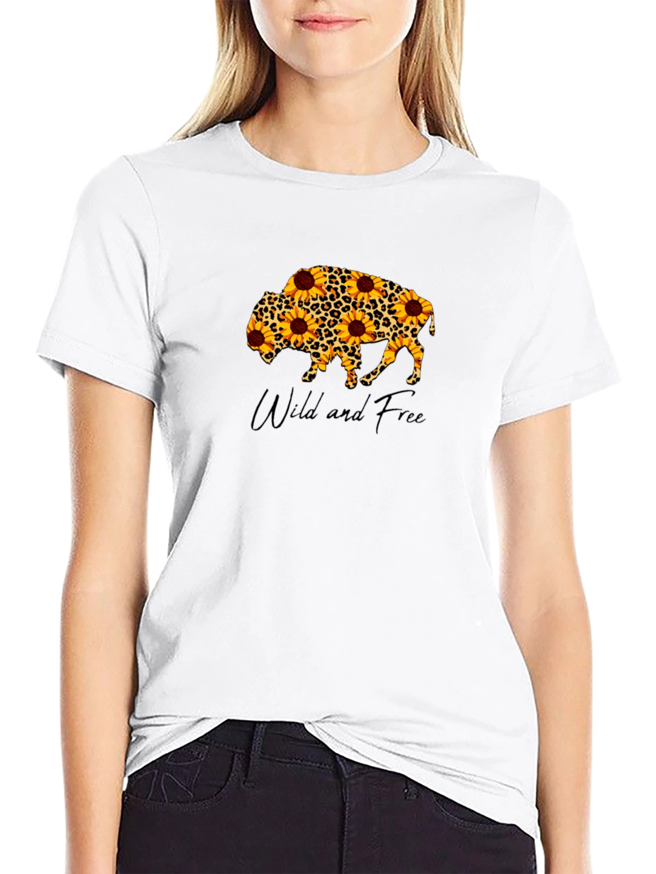 Wild & Free Buffalo Sunflower Graphic Tee